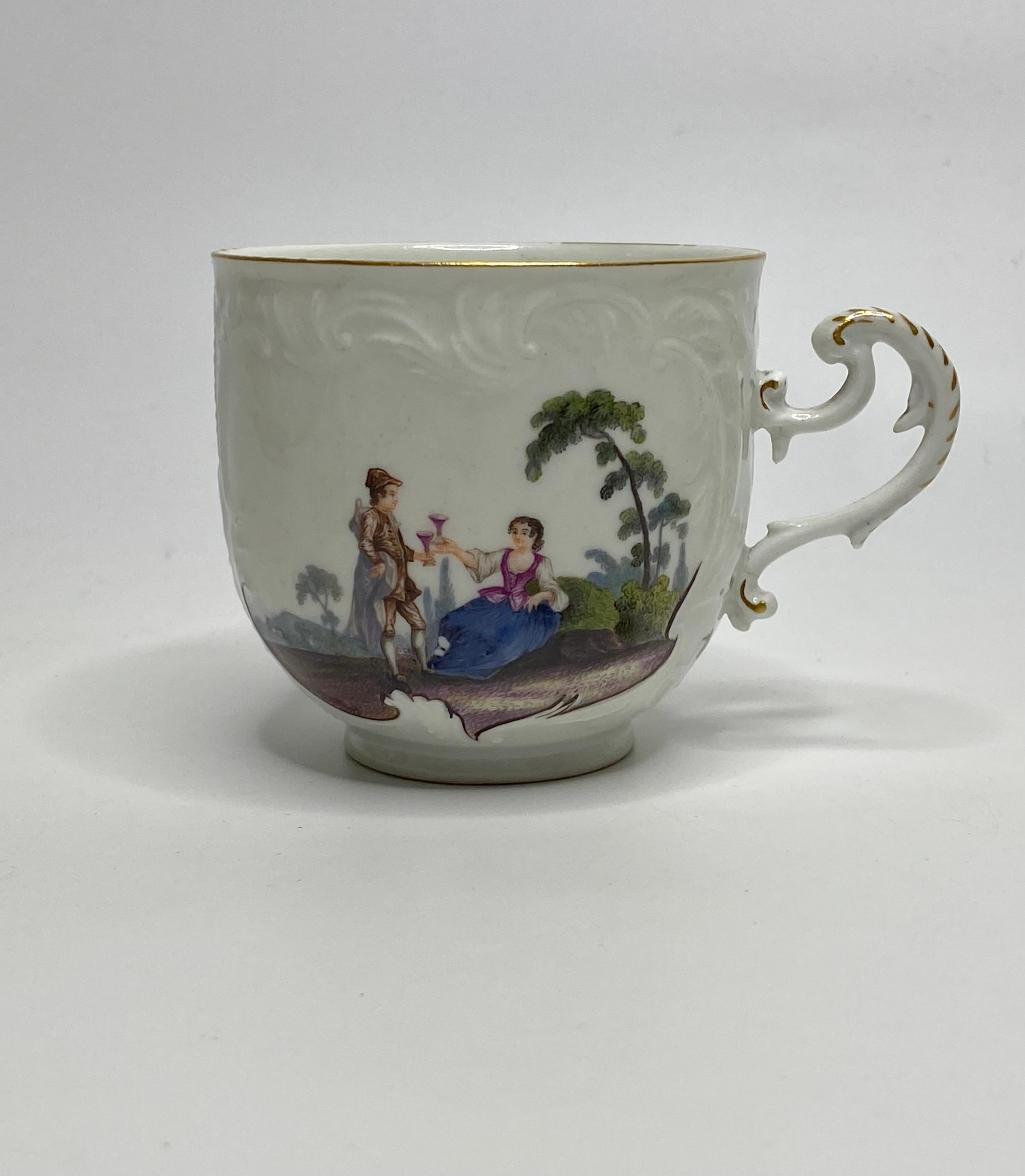 Meissen porcelain cup and saucer, c. 1740. 1