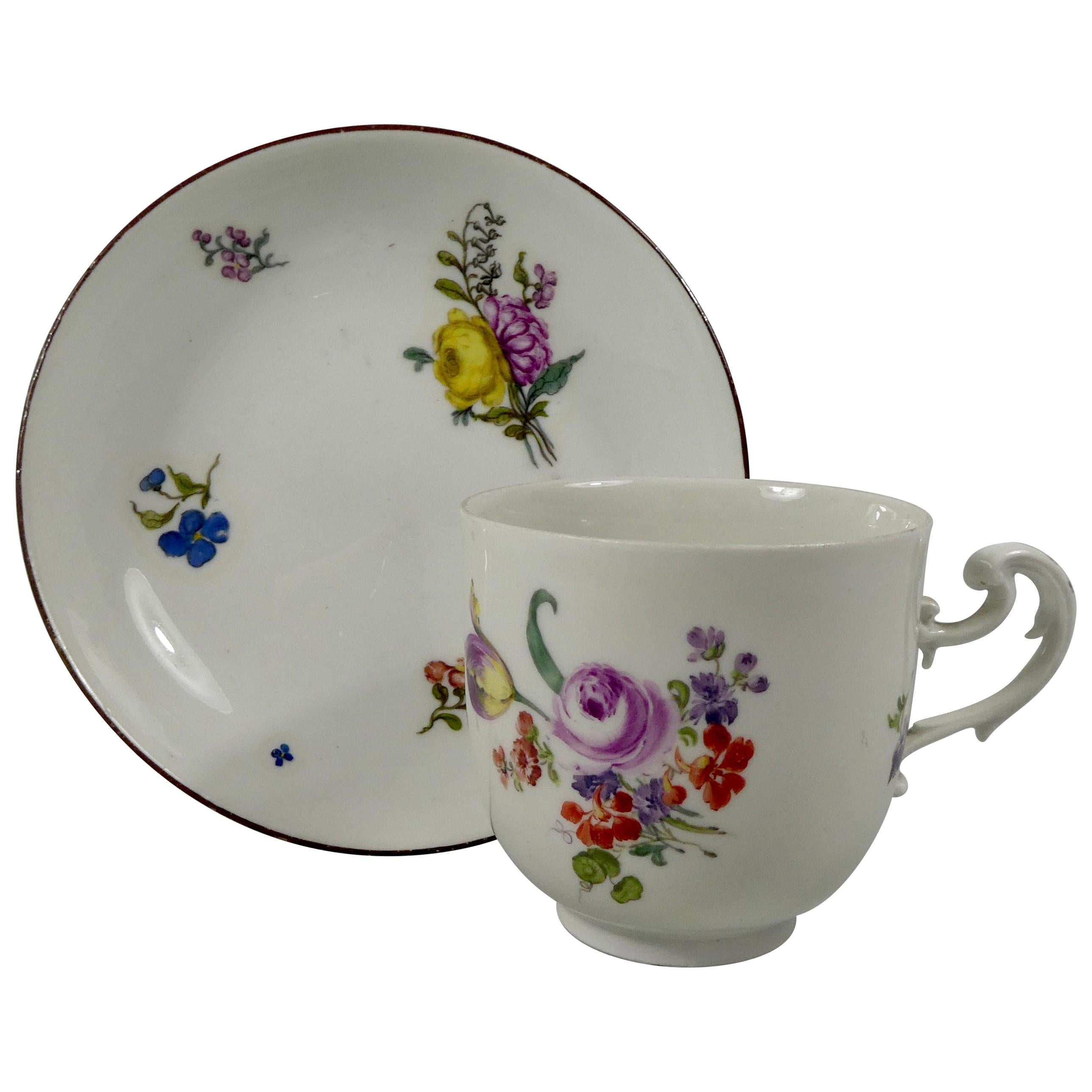 Meissen Porcelain Cup and Saucer, circa 1740