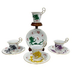 Meissen Porcelain Cups and Saucers with the "Ming Dragon" Motif