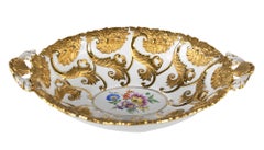 Meissen Porcelain Deep Cabinet Plate / Bowl with Handles