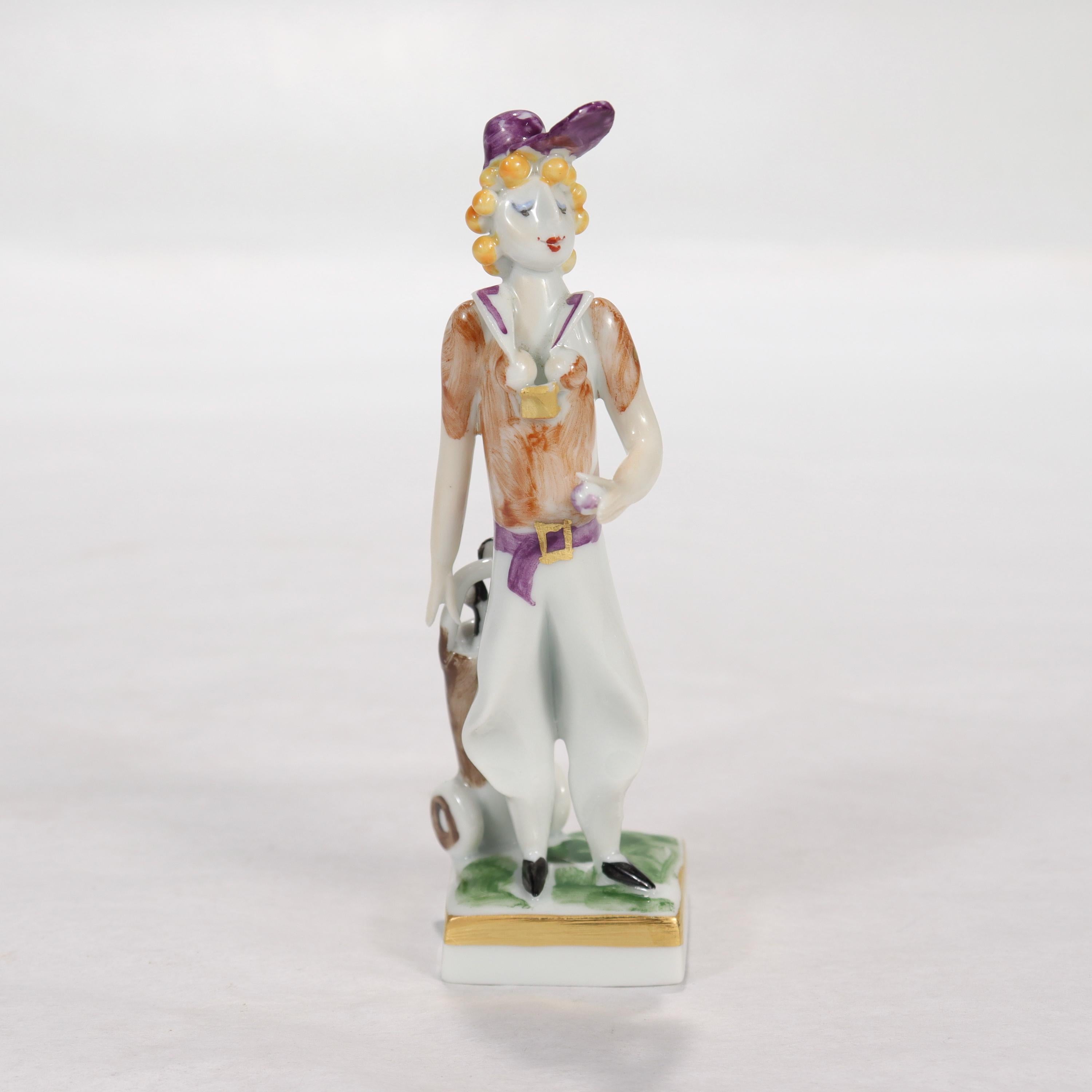 A fine Meissen porcelain figurine or miniature.

By Peter Strang. Strang was born in Dresden in 1935 and received a degree in Sculpture from the Academy of Fine Arts in Dresden in 1960. Peter was a founding member of the Meissen 1960 artists'