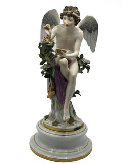 Meissen Porcelain Figure "Amor Feeding Birds" with Gilt Decoration, Germany, cir