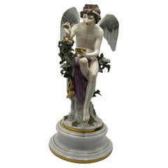 Meissen Porcelain Figure "Amor Feeding Birds" with Gilt Decoration, Germany, cir