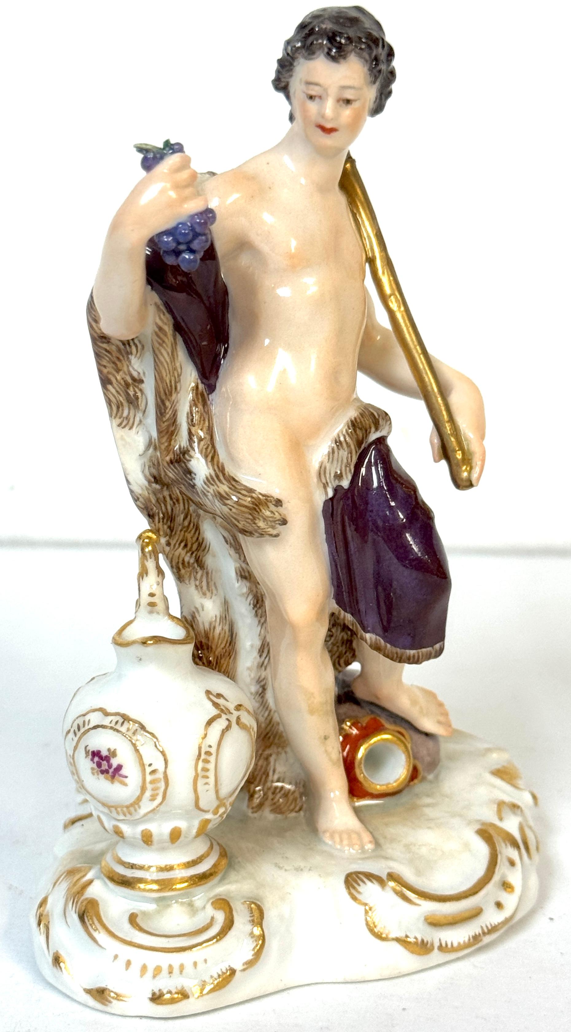 Meissen Porcelain Figure of Bacchus with Grapes and Wine Jug, Late 19th–Early 20th Century

Measurements:
5