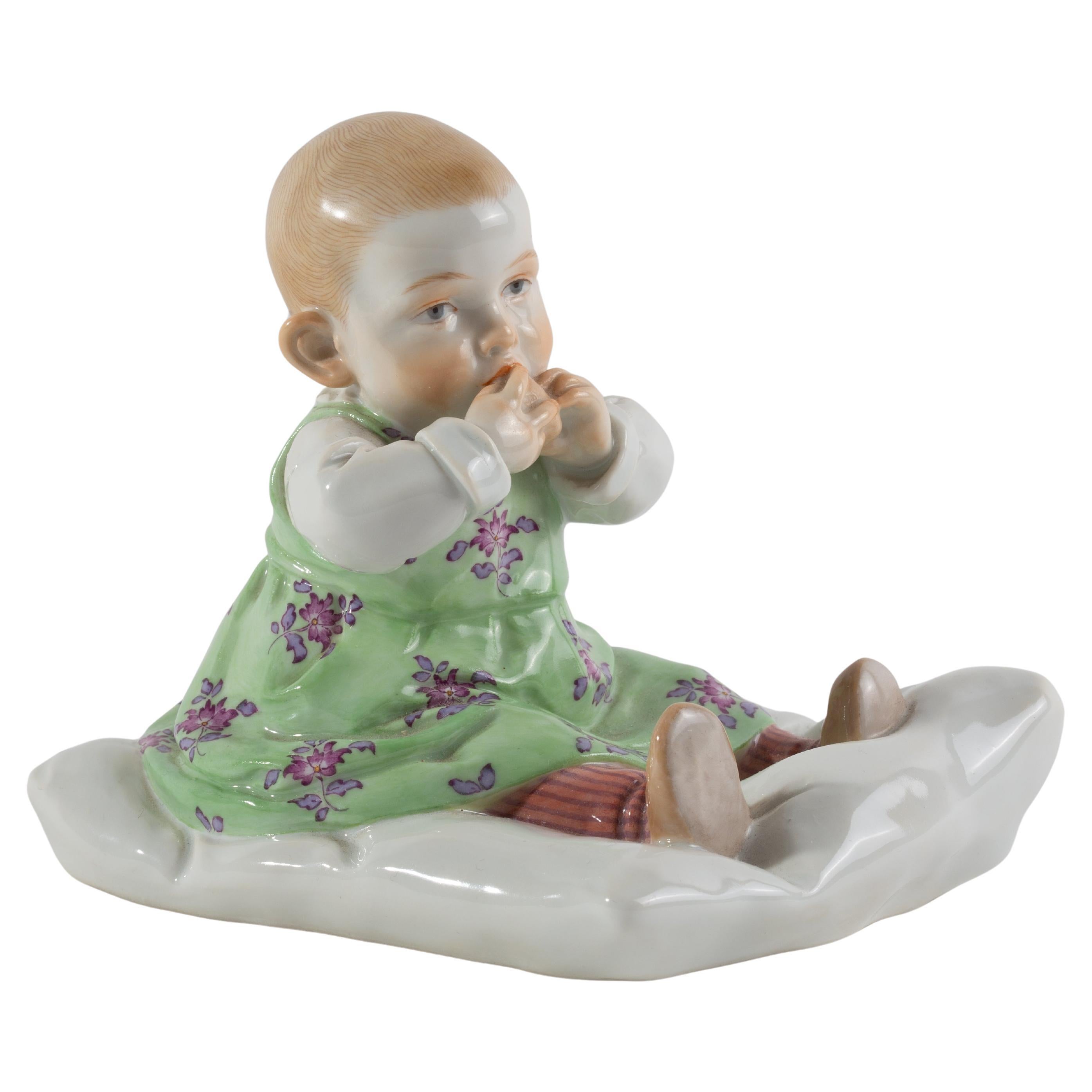 Meissen Porcelain Figure “Child on the Pillow”, Modeled by Konrad Hentschel