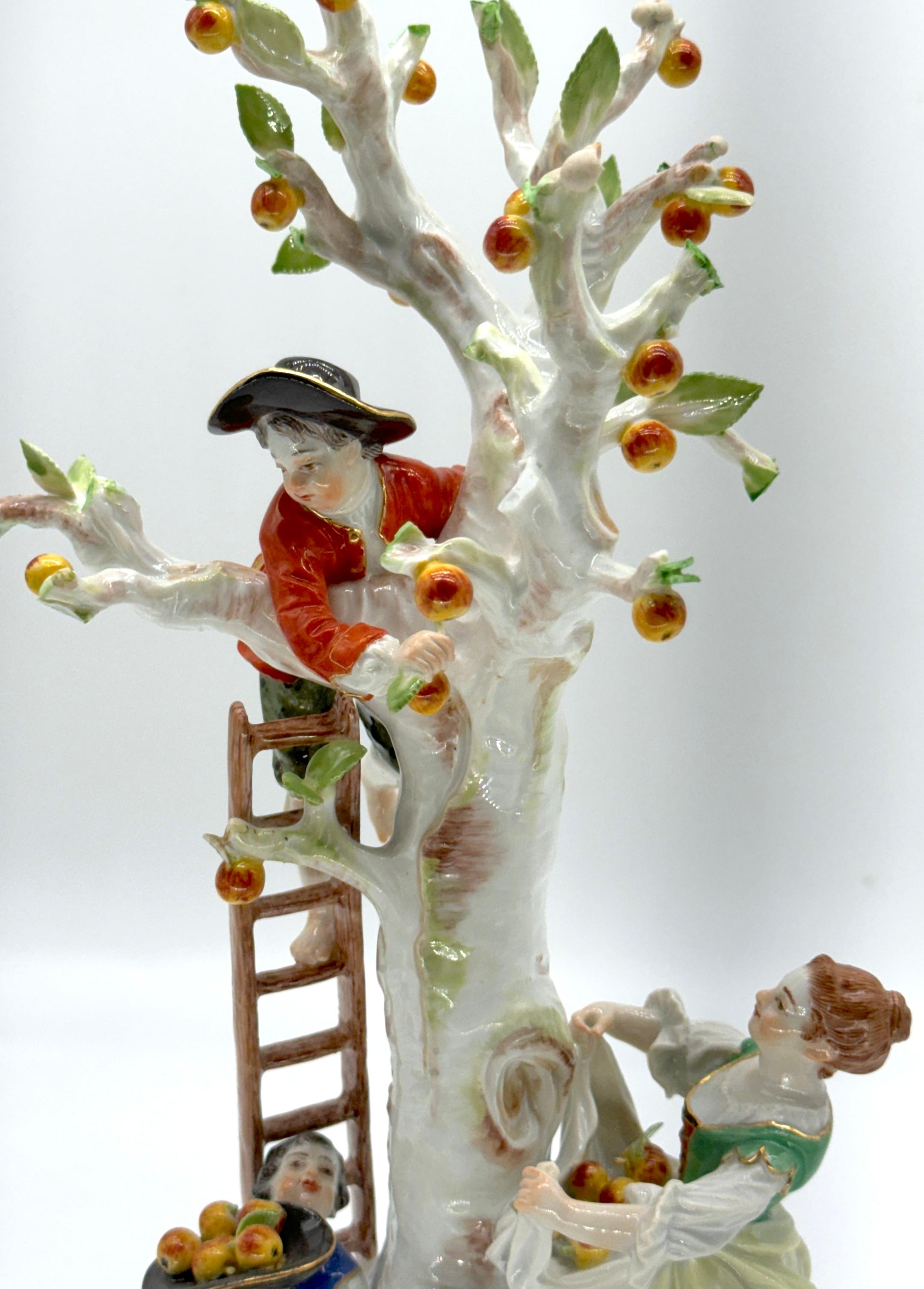 Hand-Painted Meissen Porcelain Figure Group of Apple Pickers