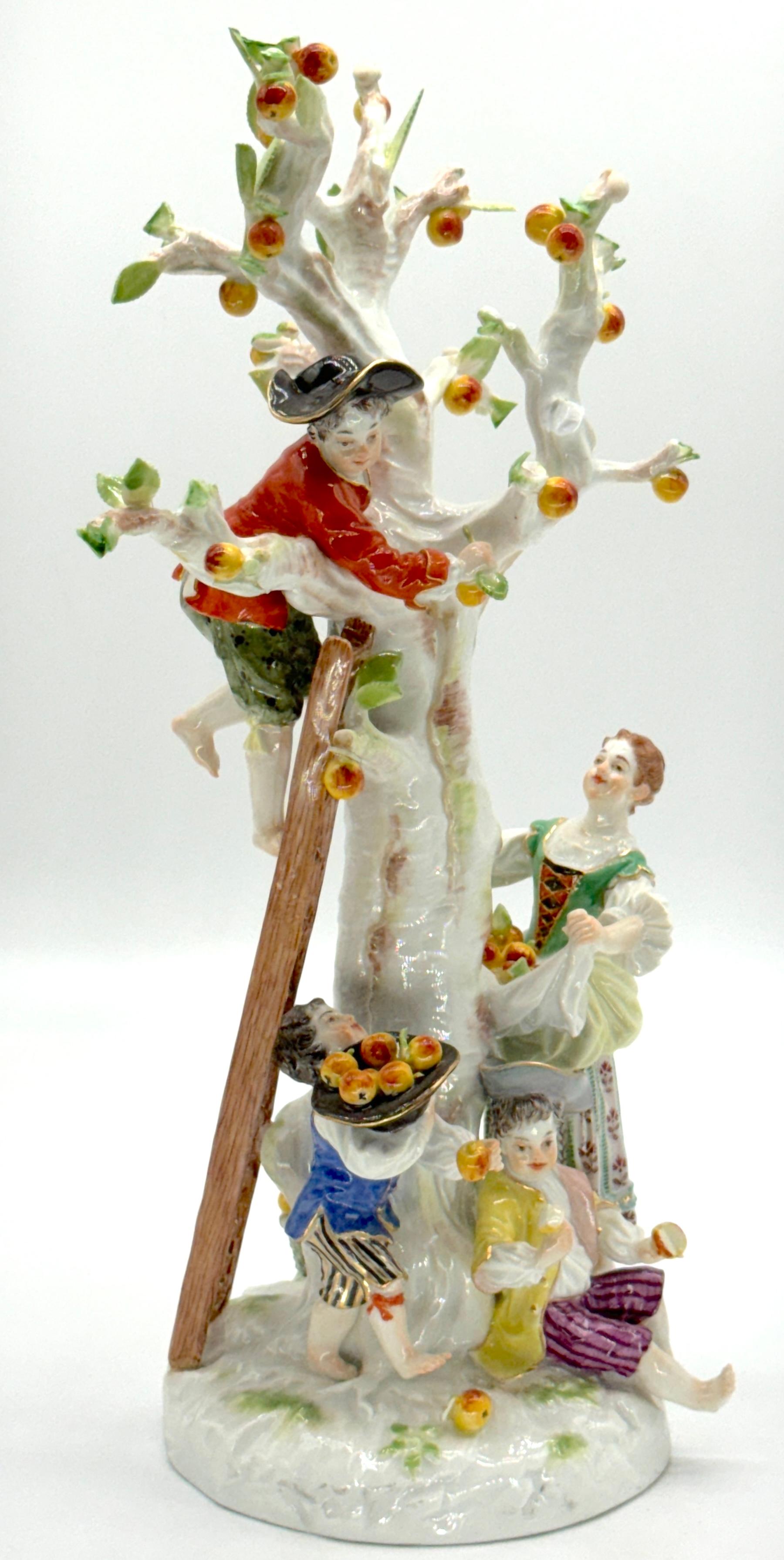 20th Century Meissen Porcelain Figure Group of Apple Pickers