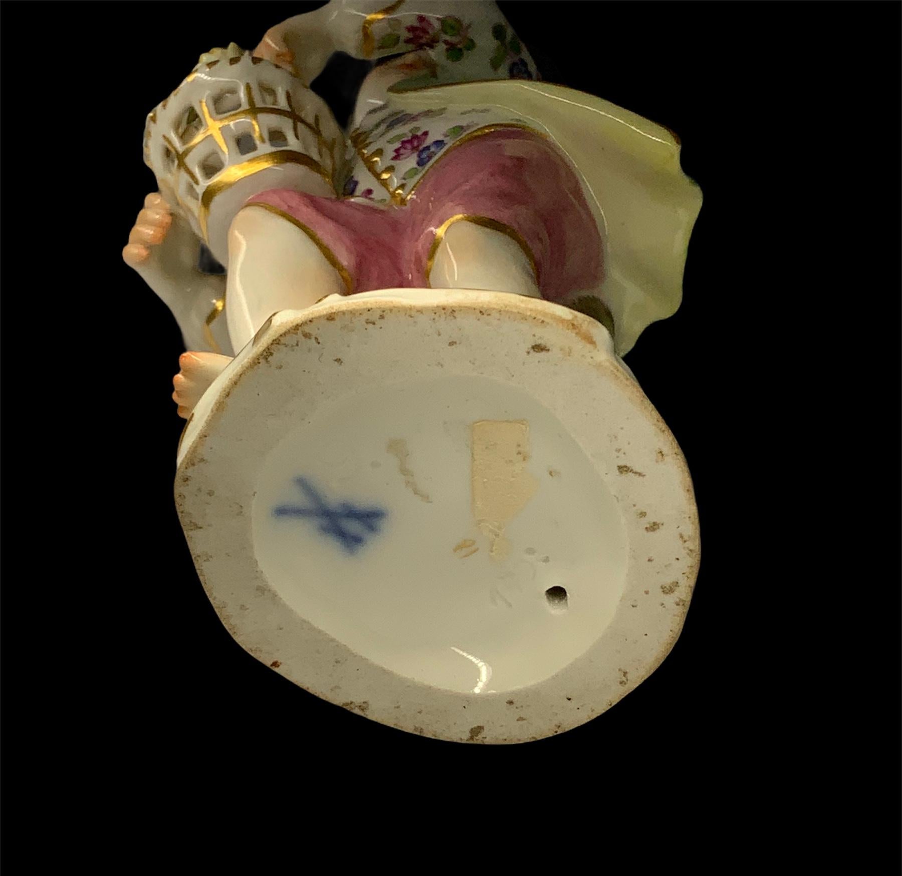 Hand-Painted Meissen Porcelain Figure of a Boy