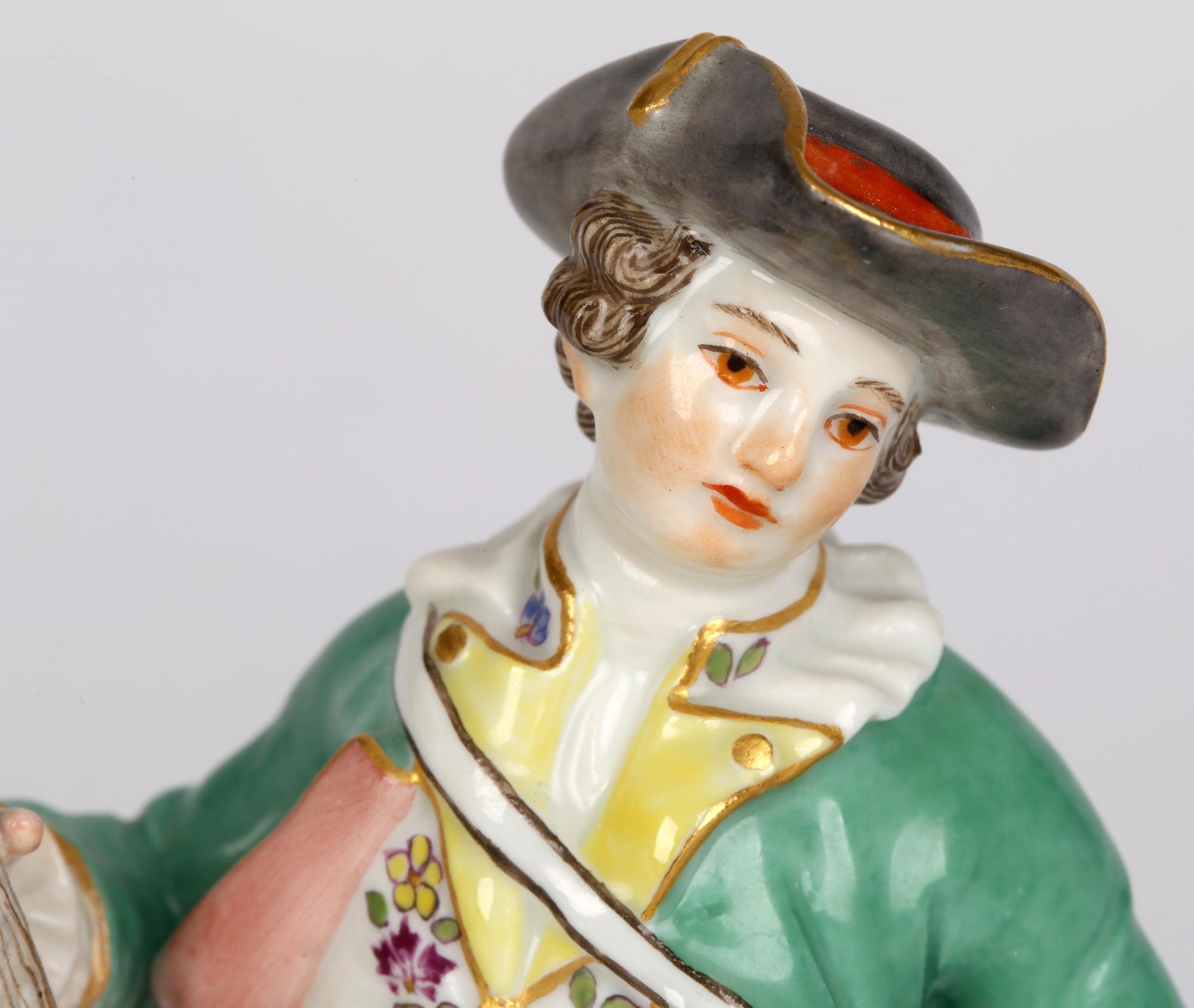 19th Century Meissen Porcelain Figure of a Boy with Wooden Staff