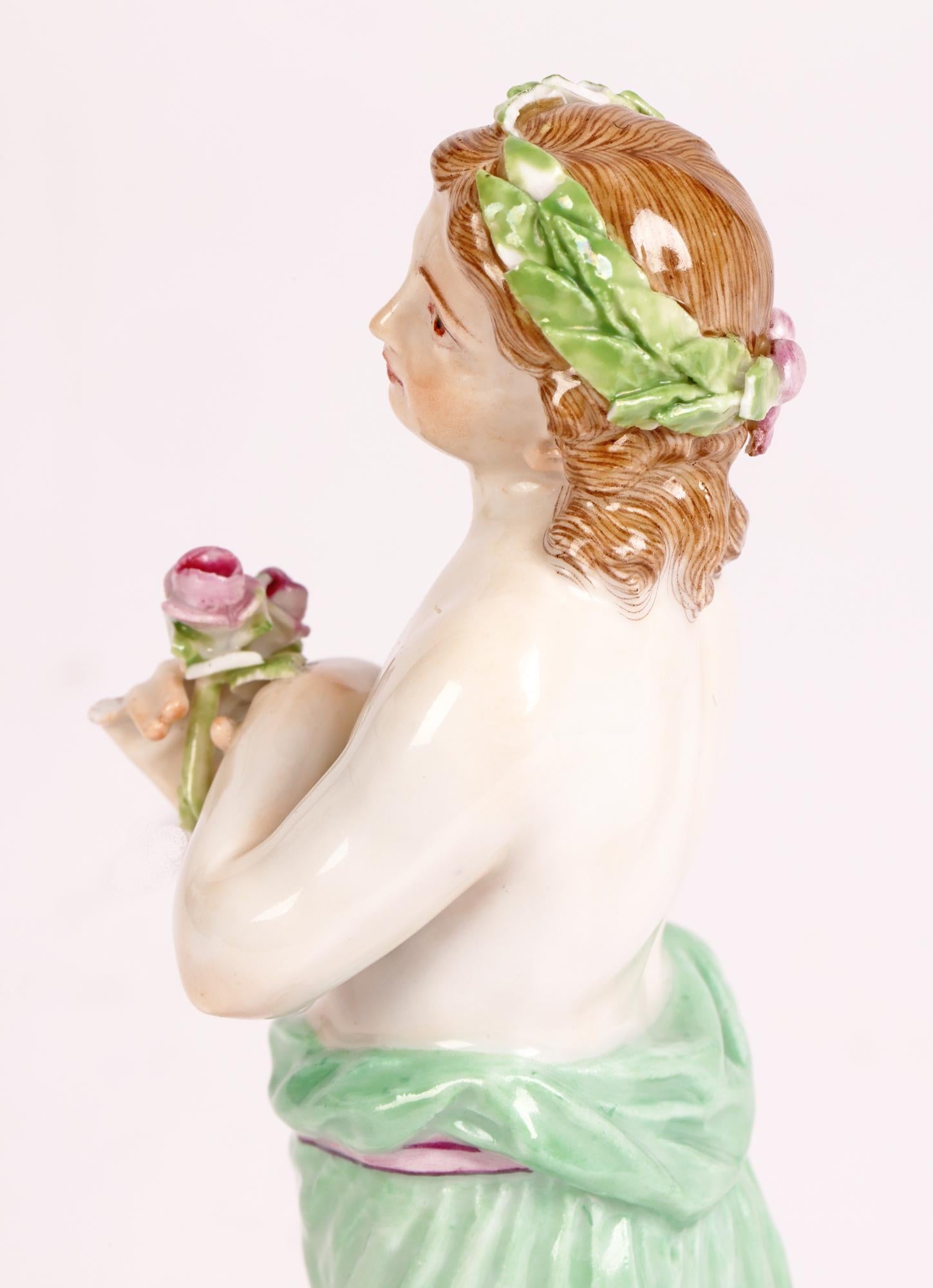 Meissen Porcelain Figure of a Classical Boy Holding Flowers For Sale 3