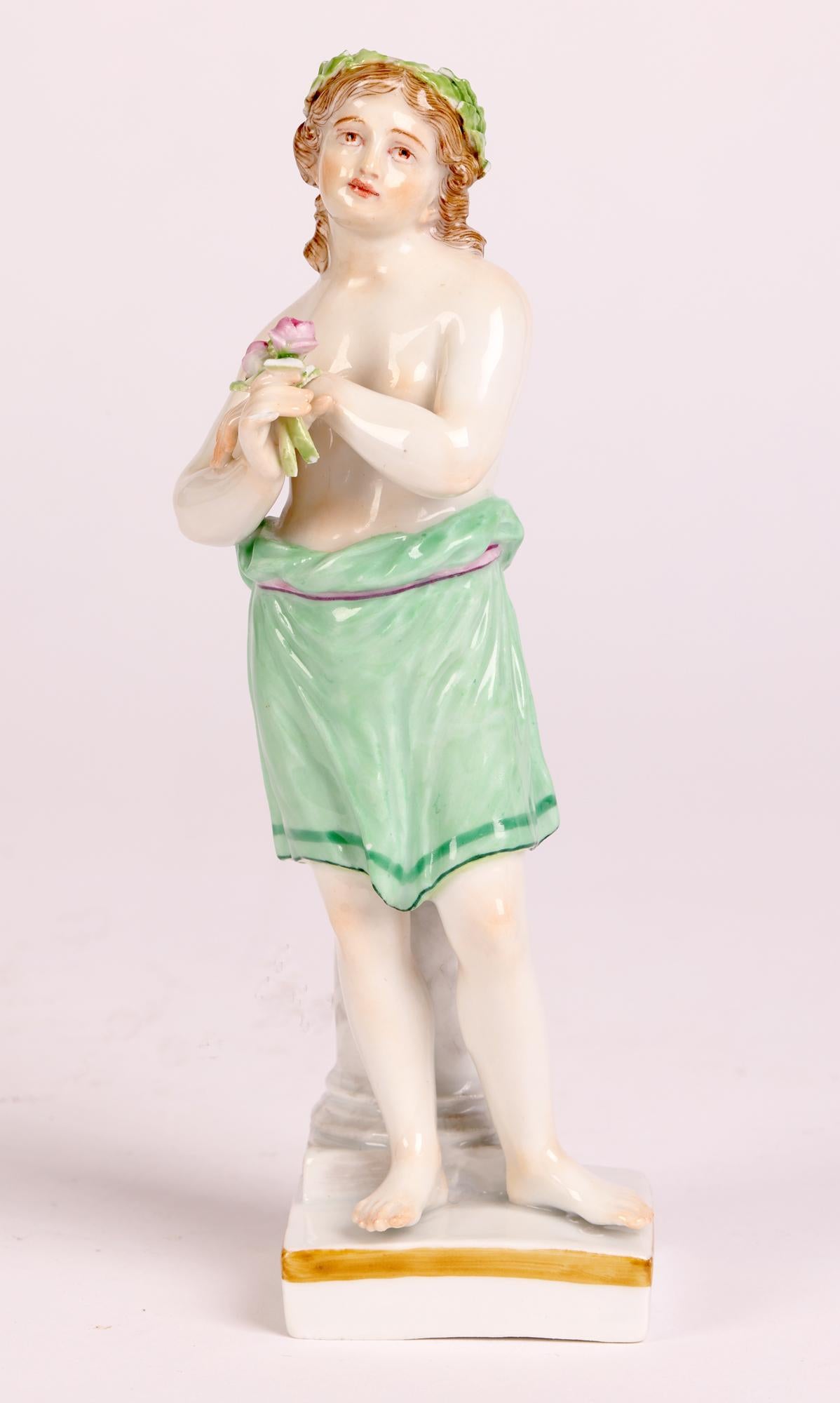 Meissen Porcelain Figure of a Classical Boy Holding Flowers For Sale 9