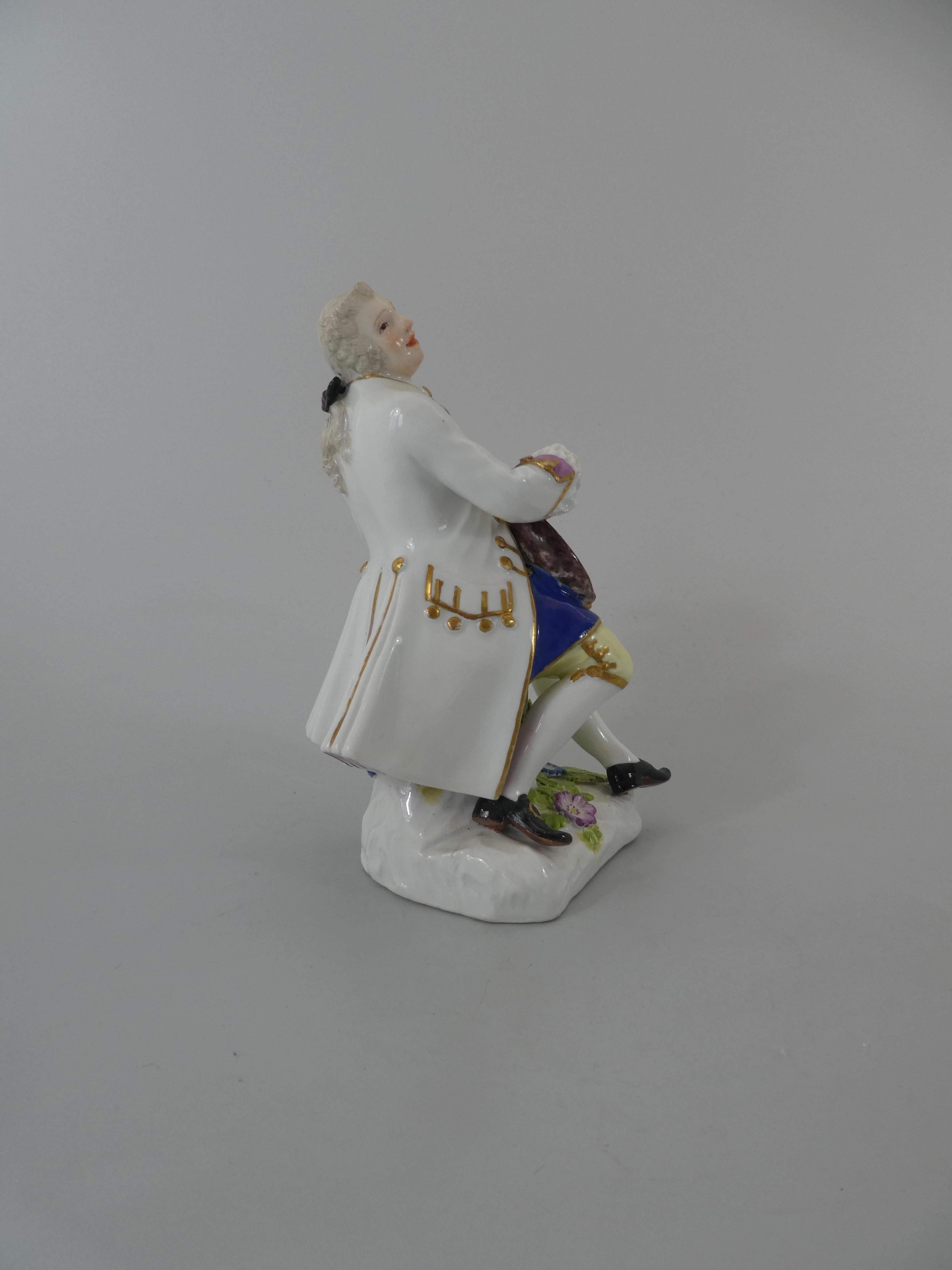 George II Meissen Porcelain Figure of a Lute Player, Paul Reinicke, circa 1740