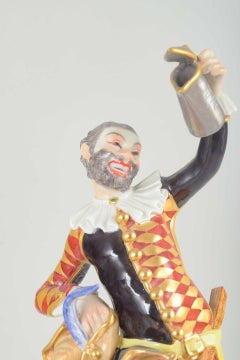Meissen. Porcelain figure of “Harlequin” in a classic Commedia dell’arte costume