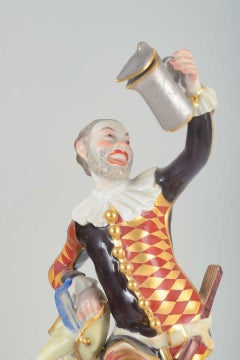 Meissen. Porcelain figure of “Harlequin” in a classic Commedia dell’arte costume
