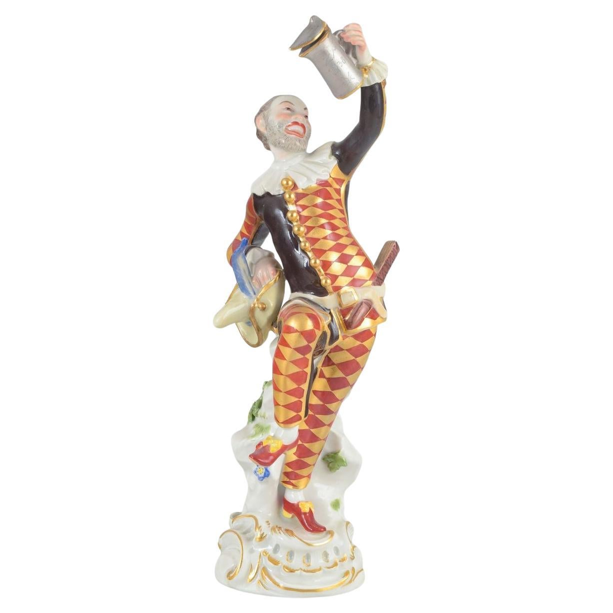 Meissen. Porcelain figure of “Harlequin” in a classic Commedia dell’arte costume