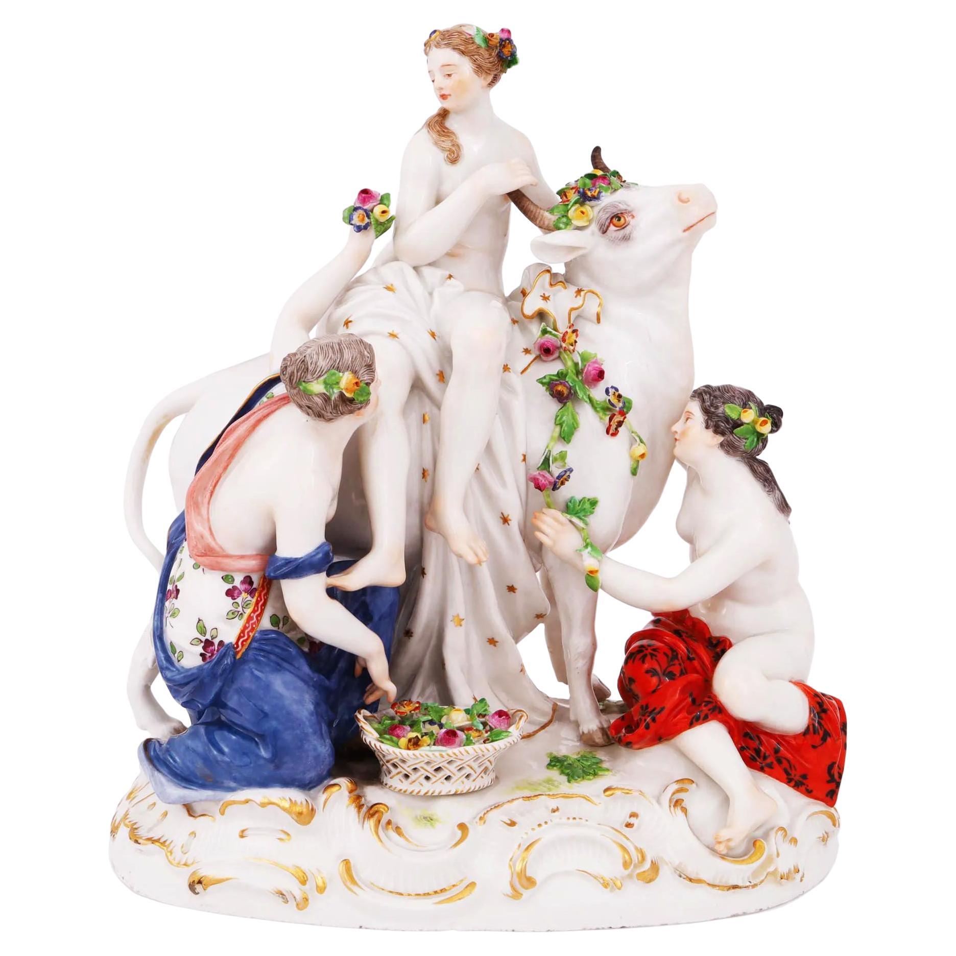 Meissener Porzellanfigur mit der Darstellung der Rape of Europa