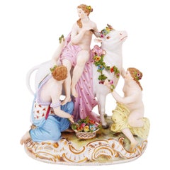 Antique Meissen Porcelain Figurine Depicting Rape of Europa
