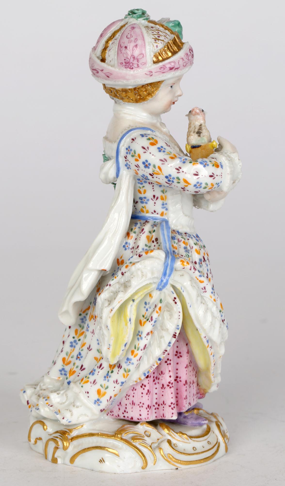 Meissen Porcelain Figurine of a Young Girl Holding a Pull Along Animal Toy 5