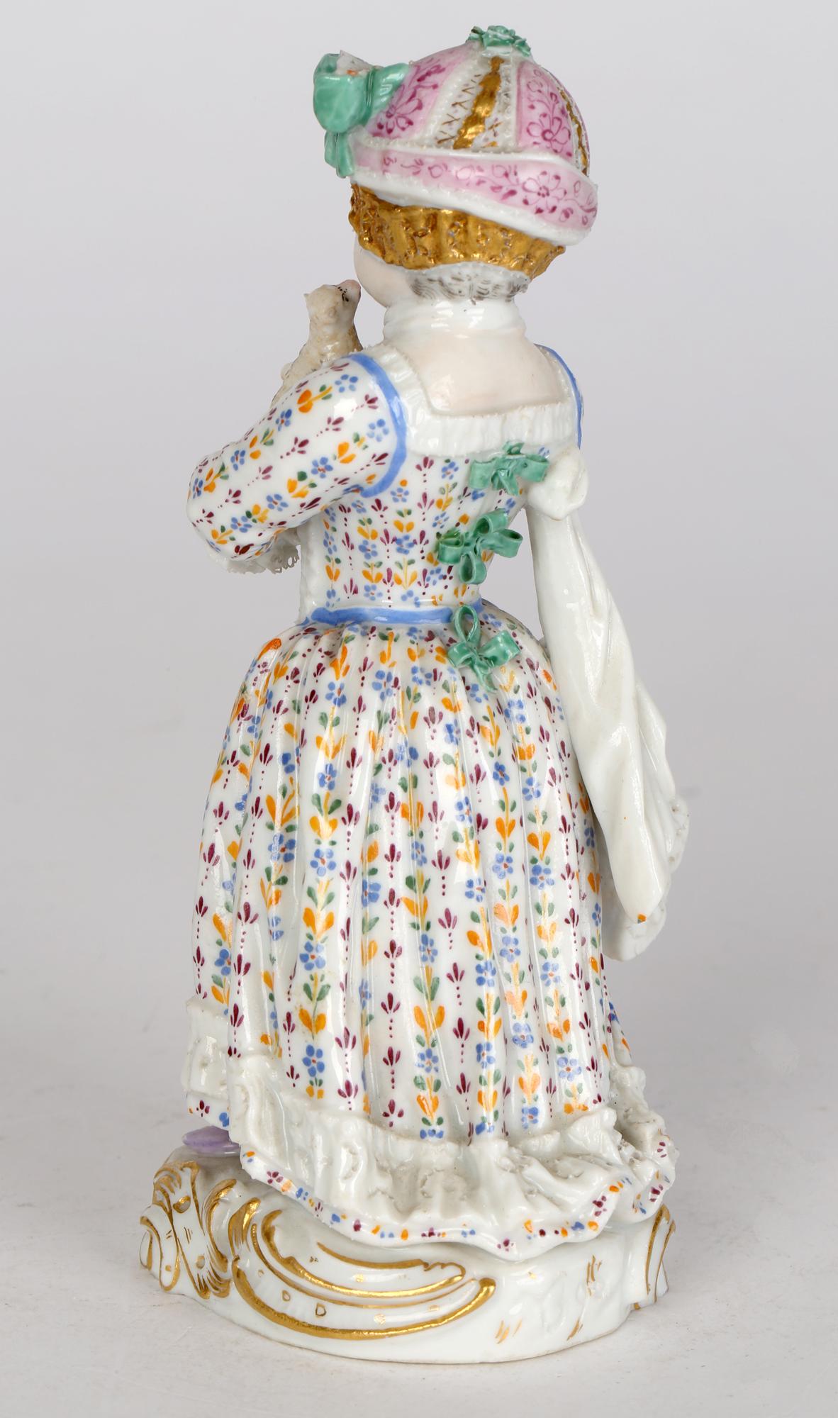 Meissen Porcelain Figurine of a Young Girl Holding a Pull Along Animal Toy In Good Condition In Bishop's Stortford, Hertfordshire