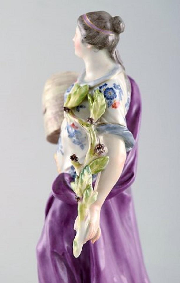 German Meissen Porcelain Figurine, Woman in Dress with Branches, circa 1900