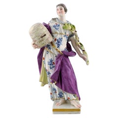 Meissen Porcelain Figurine, Woman in Dress with Branches, circa 1900