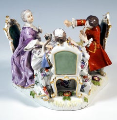 Meissen Porcelain Genre Group, Card Players, by J.J. Kaendler, Germany, Ca 1880