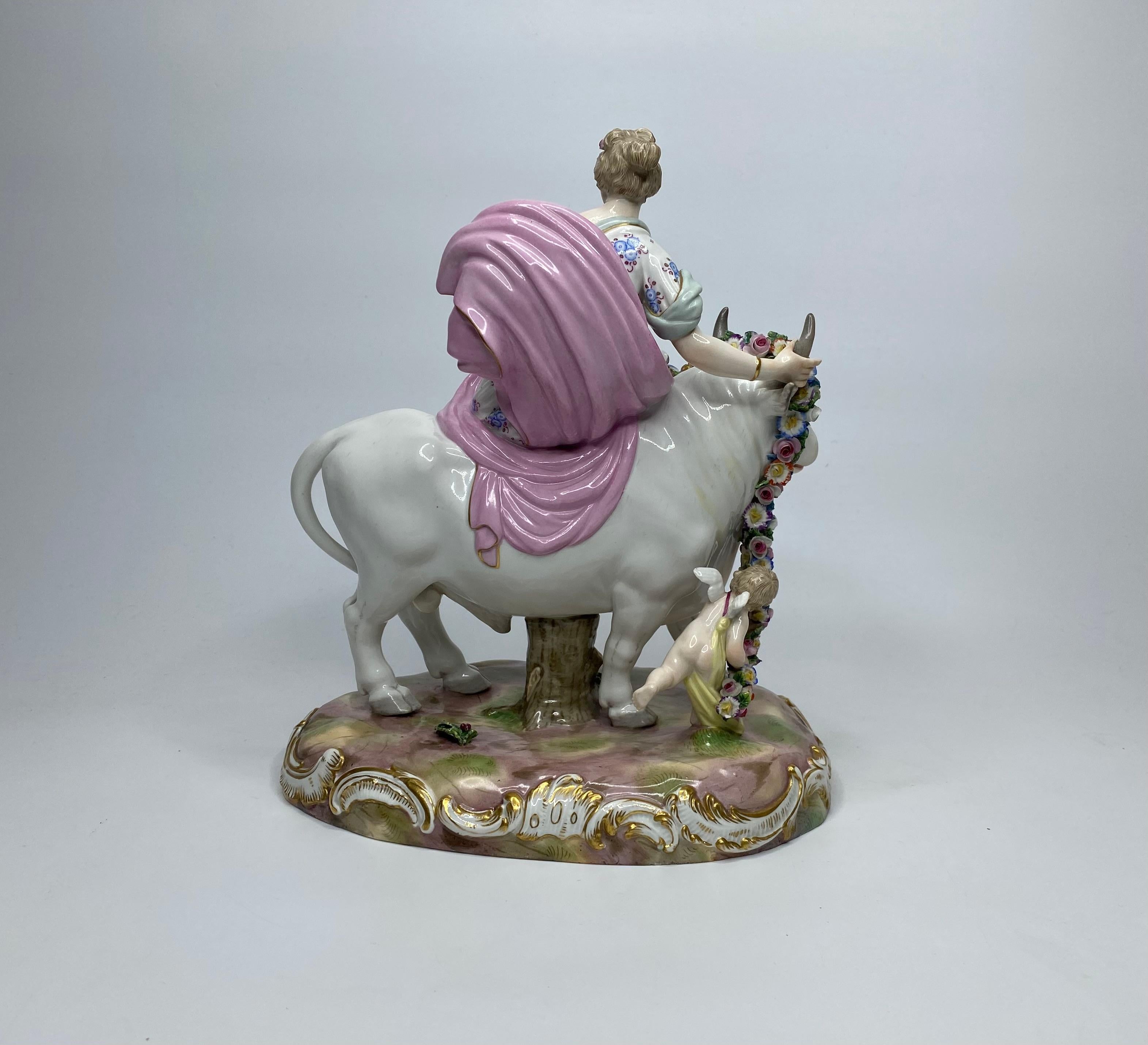 Classical Roman Meissen porcelain group ‘Europa and the Bull’, c. 1870.