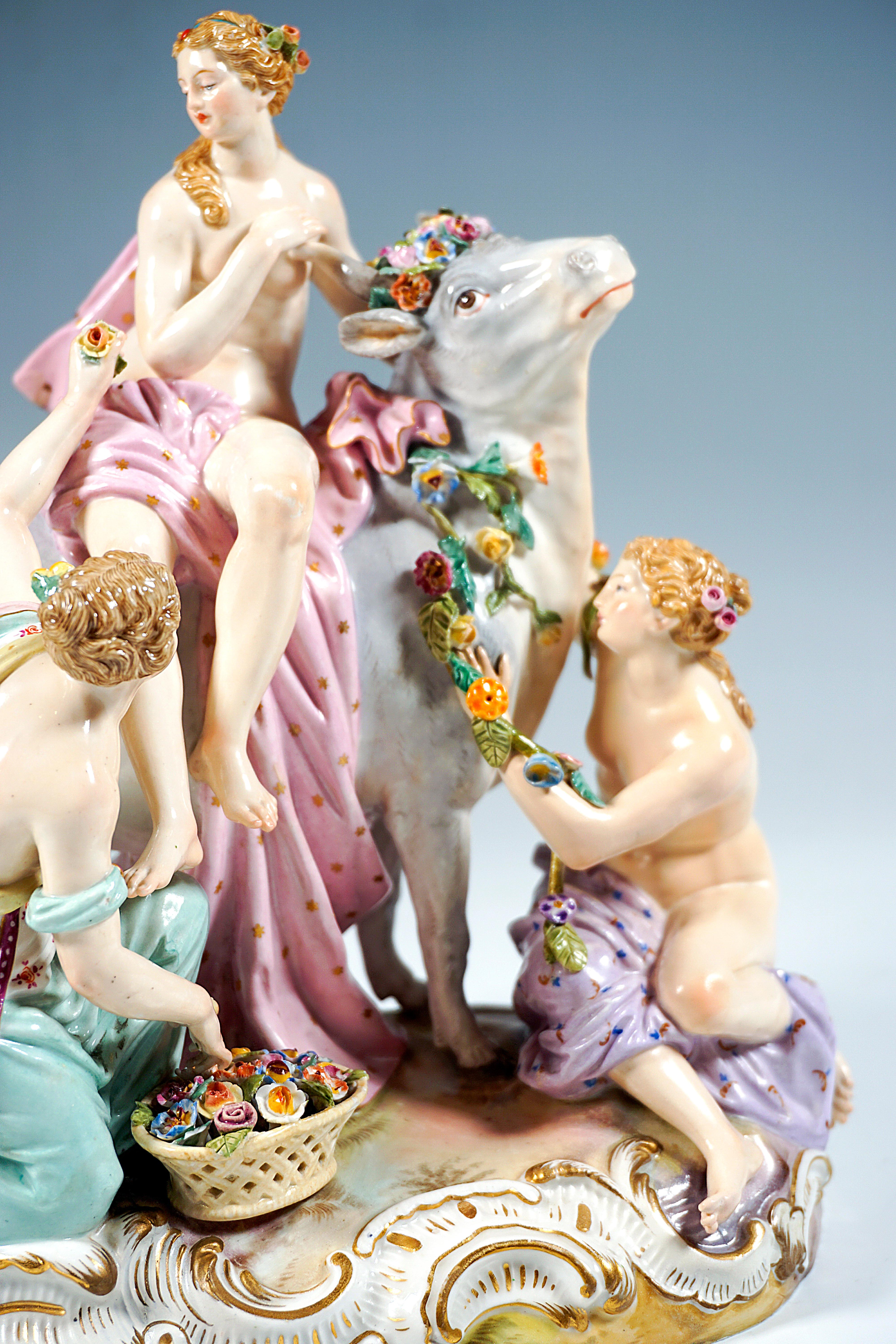 German Meissen Porcelain Group 'Europe on the Bull', by J.F. Eberlein, circa 1860