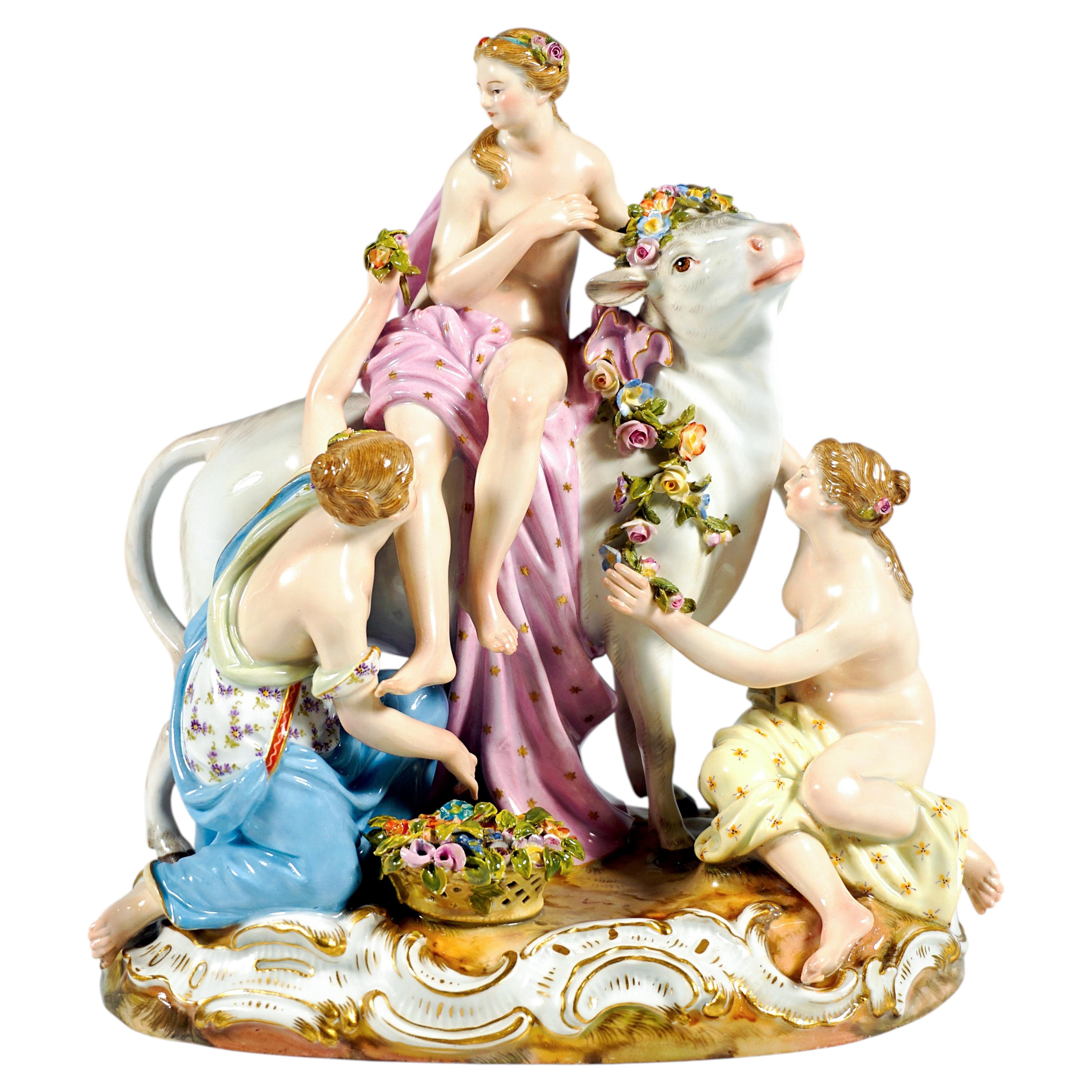 Meissen Porcelain Group, Europe On The Bull, By J.F. Eberlein, Mid-19th Century