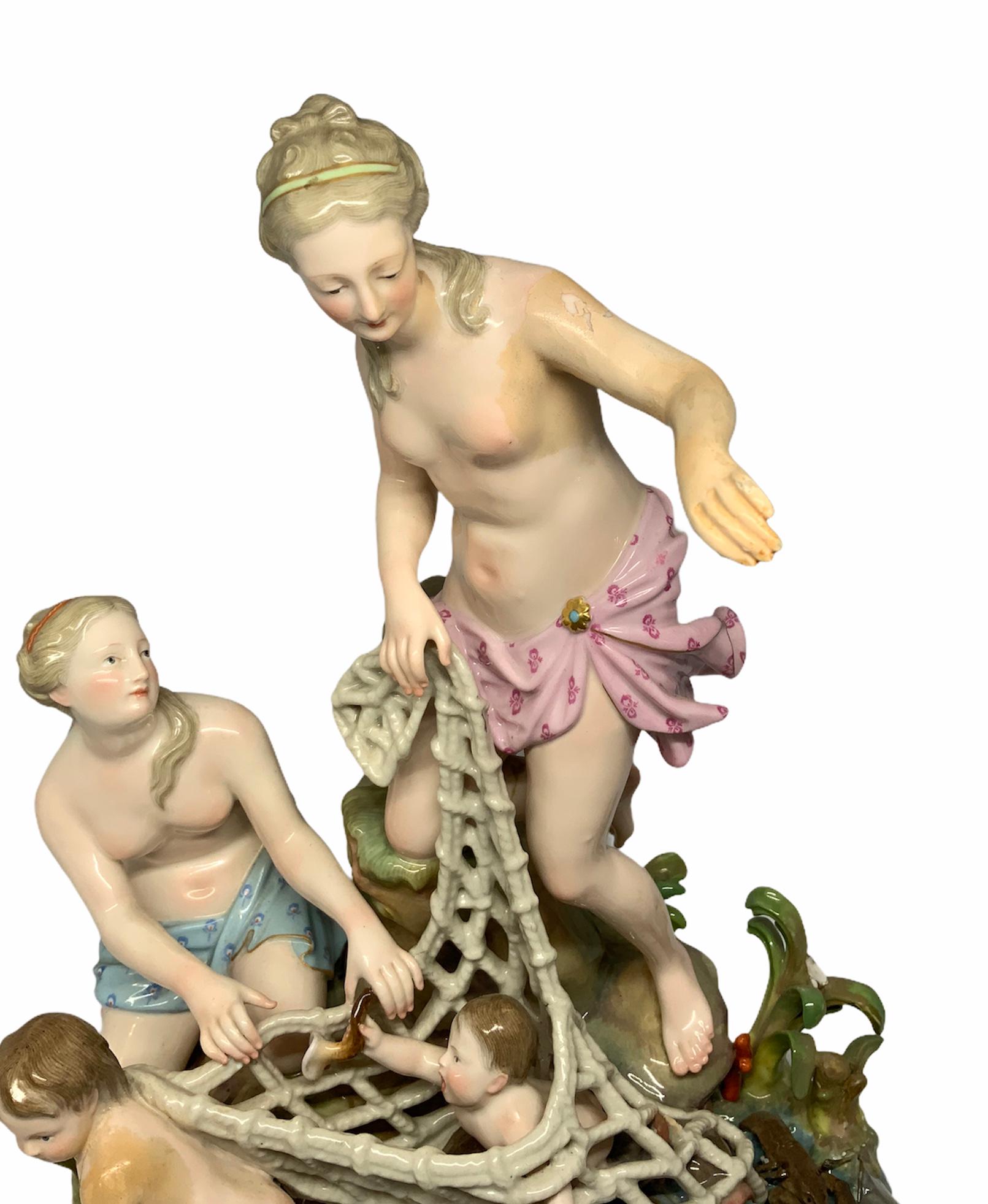 German Meissen Porcelain Group Figures The Capture Of The Triton For Sale