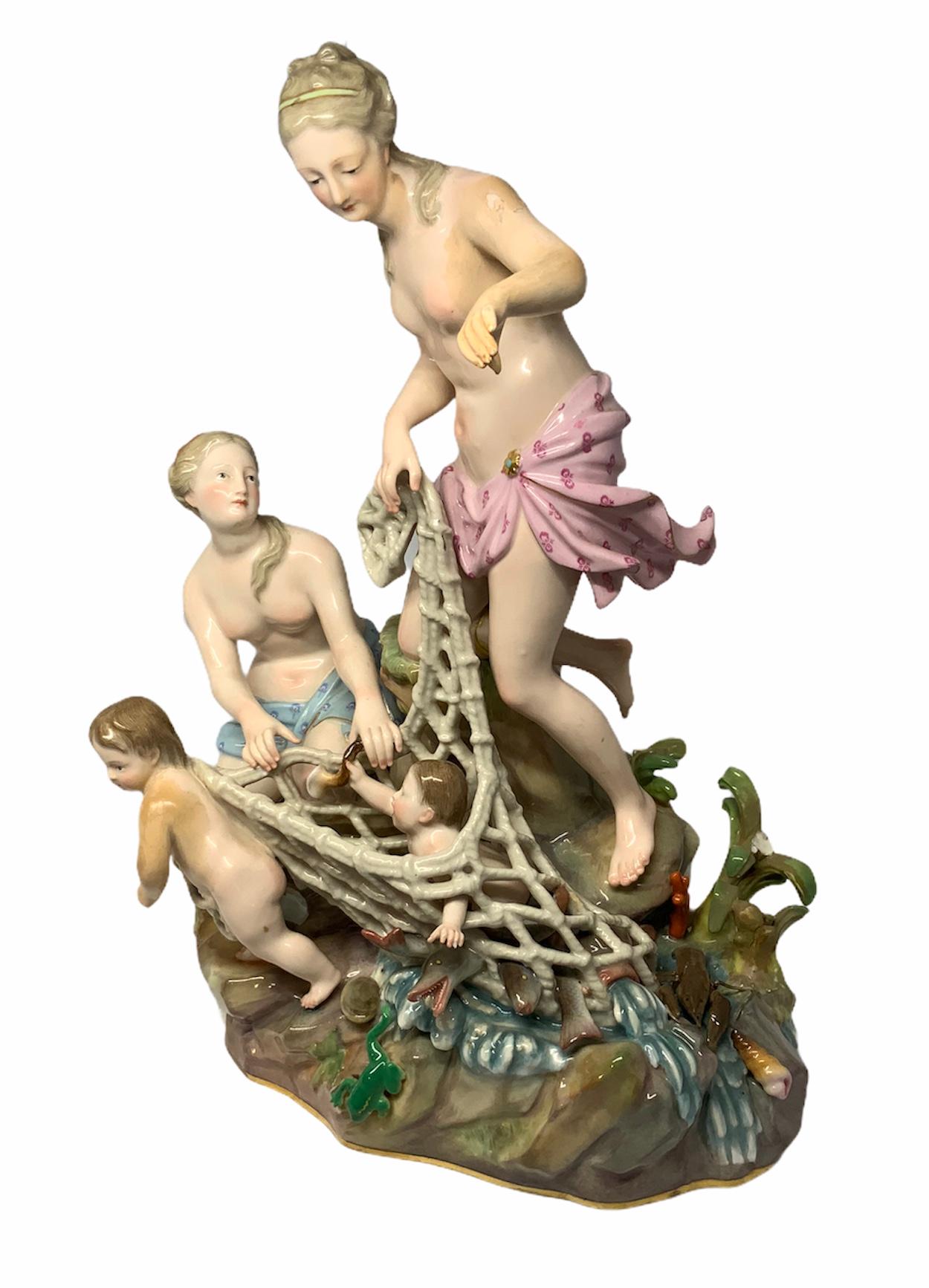 20th Century Meissen Porcelain Group Figures The Capture Of The Triton For Sale