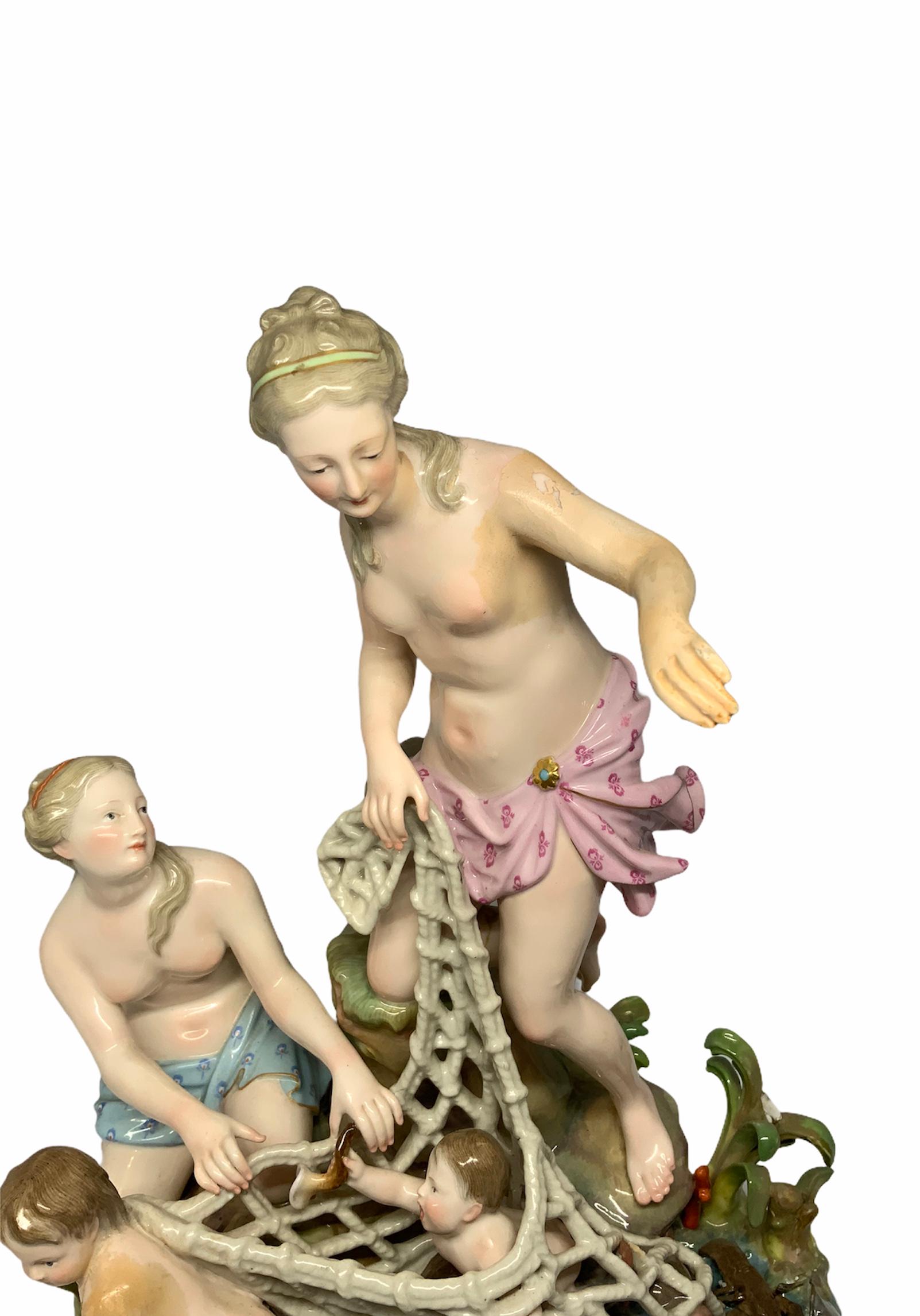 Meissen Porcelain Group Figures The Capture Of The Triton For Sale 1
