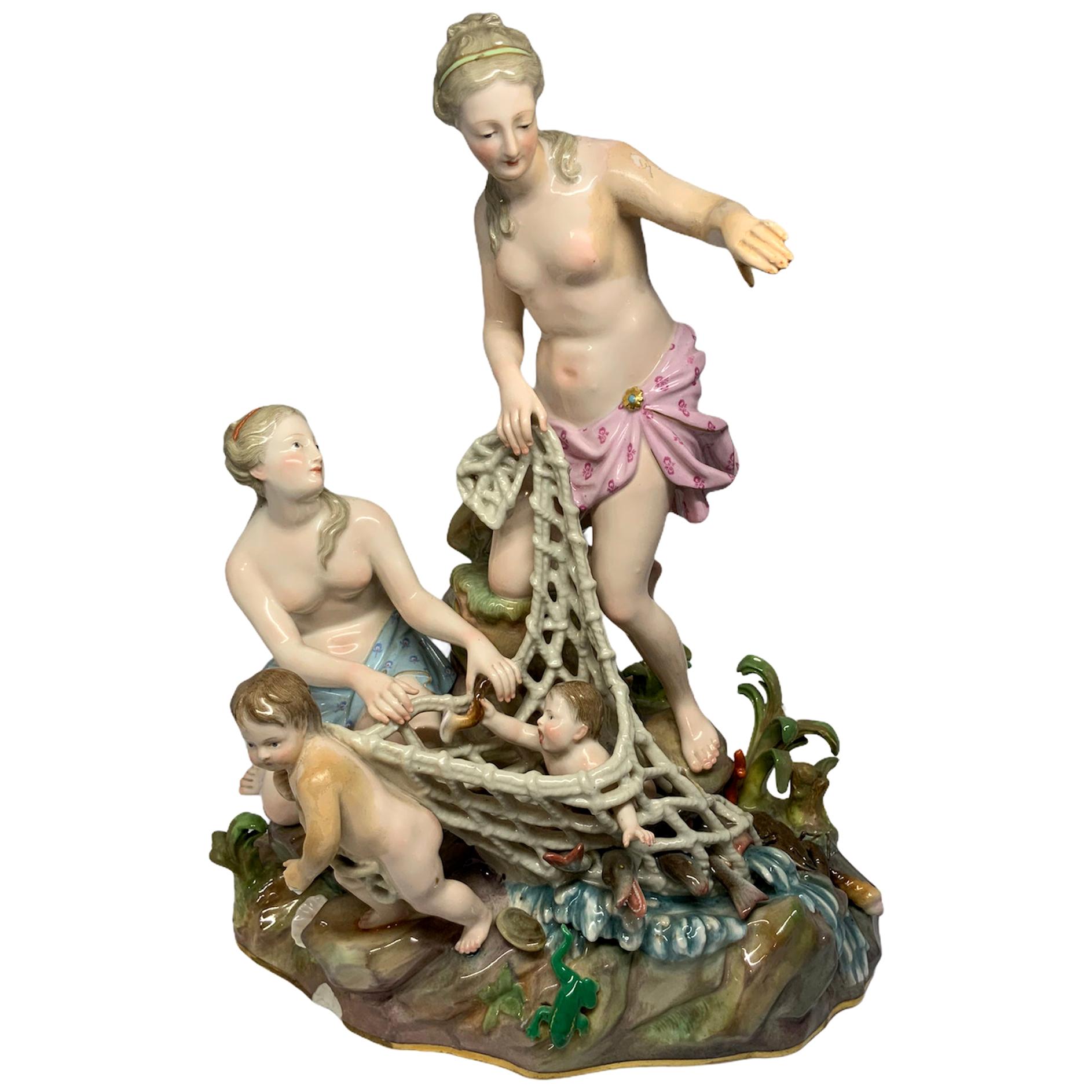 Figures de groupe porcelaine de Meissen - La capture du triton