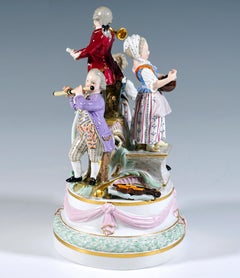 Meissen Porcelain Group Four Gardener Children Playing Music, J.J. Kaendler 1850