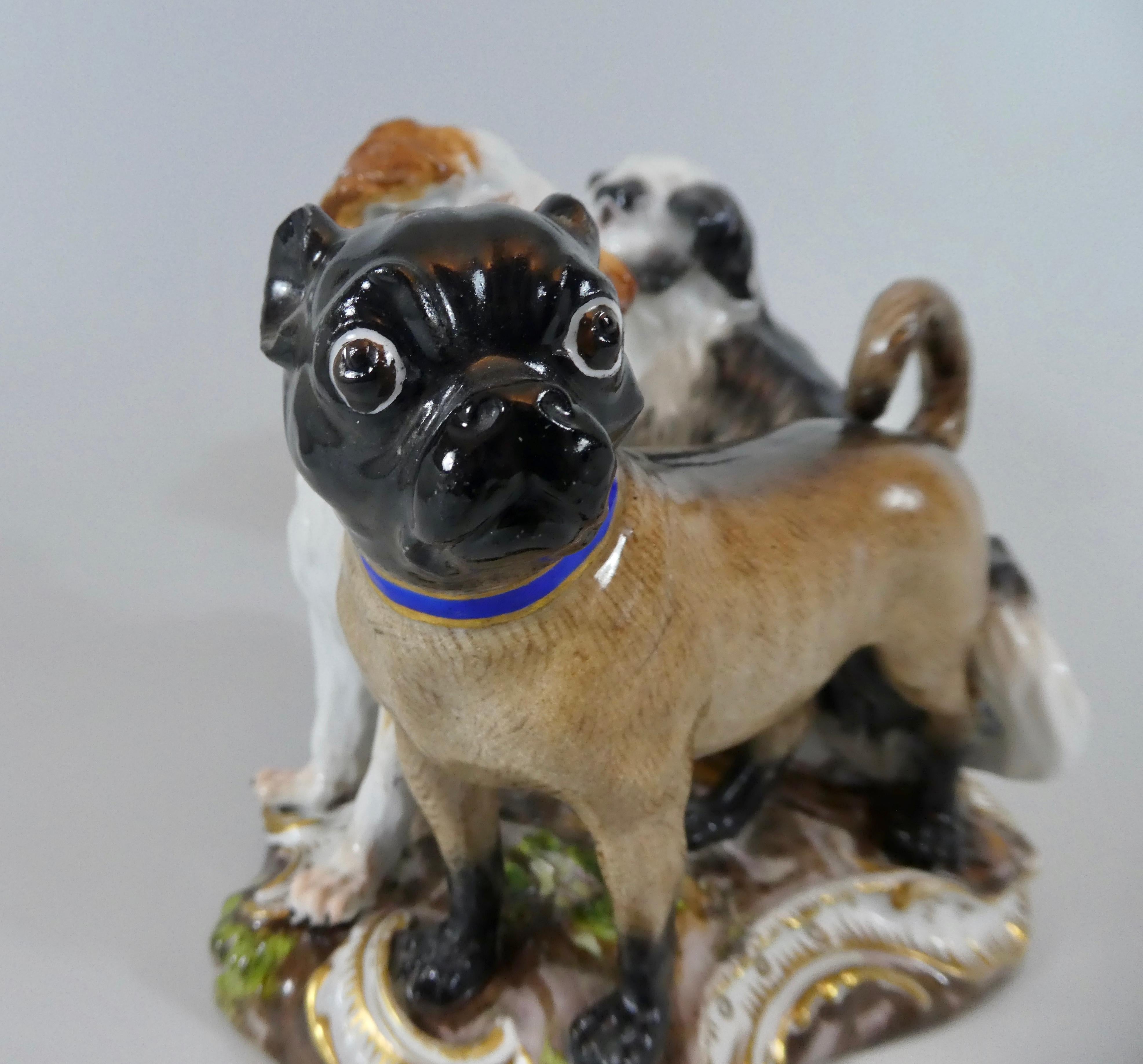 German Meissen Porcelain Group of Dogs, circa 1860
