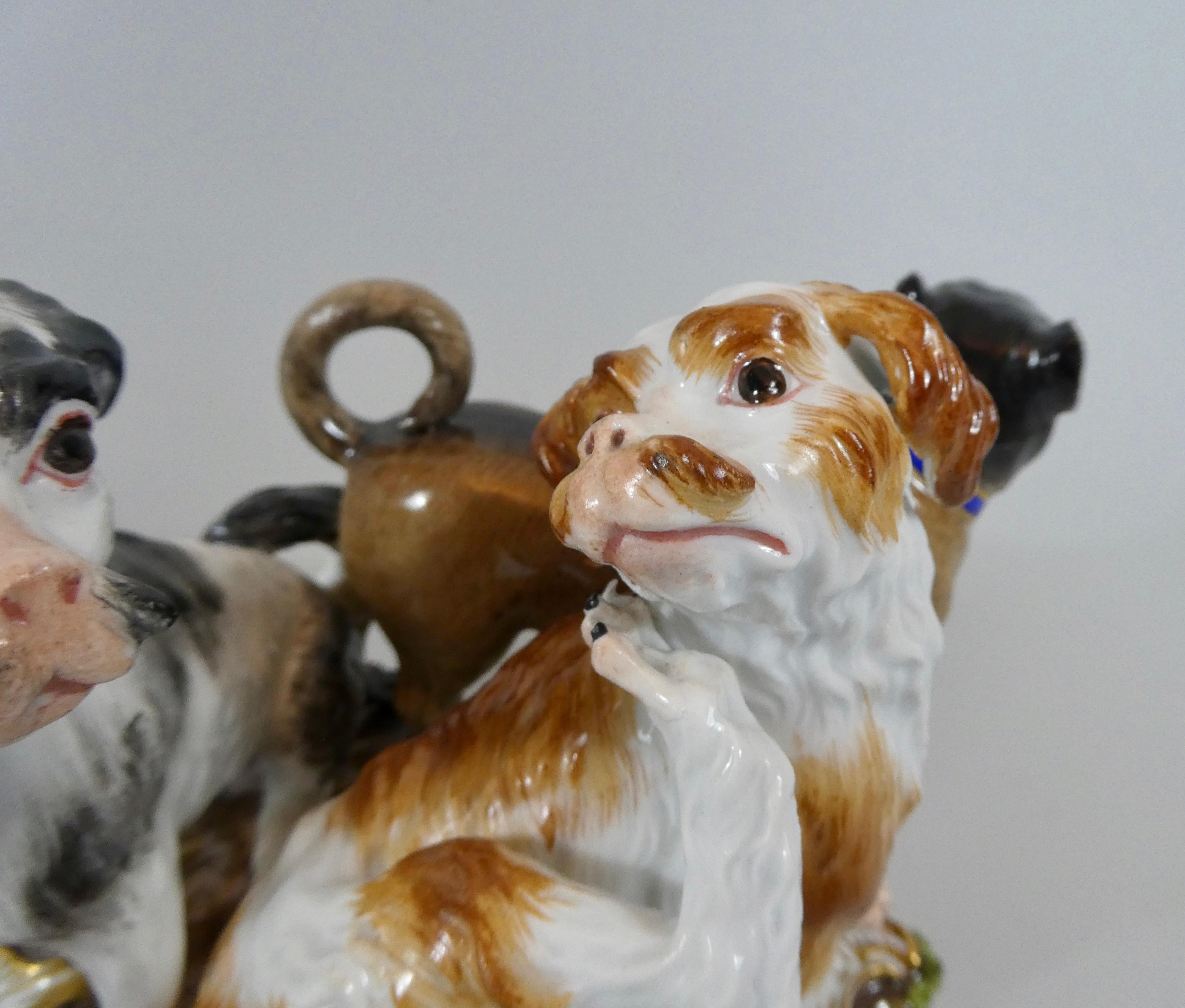 Mid-19th Century Meissen Porcelain Group of Dogs, circa 1860