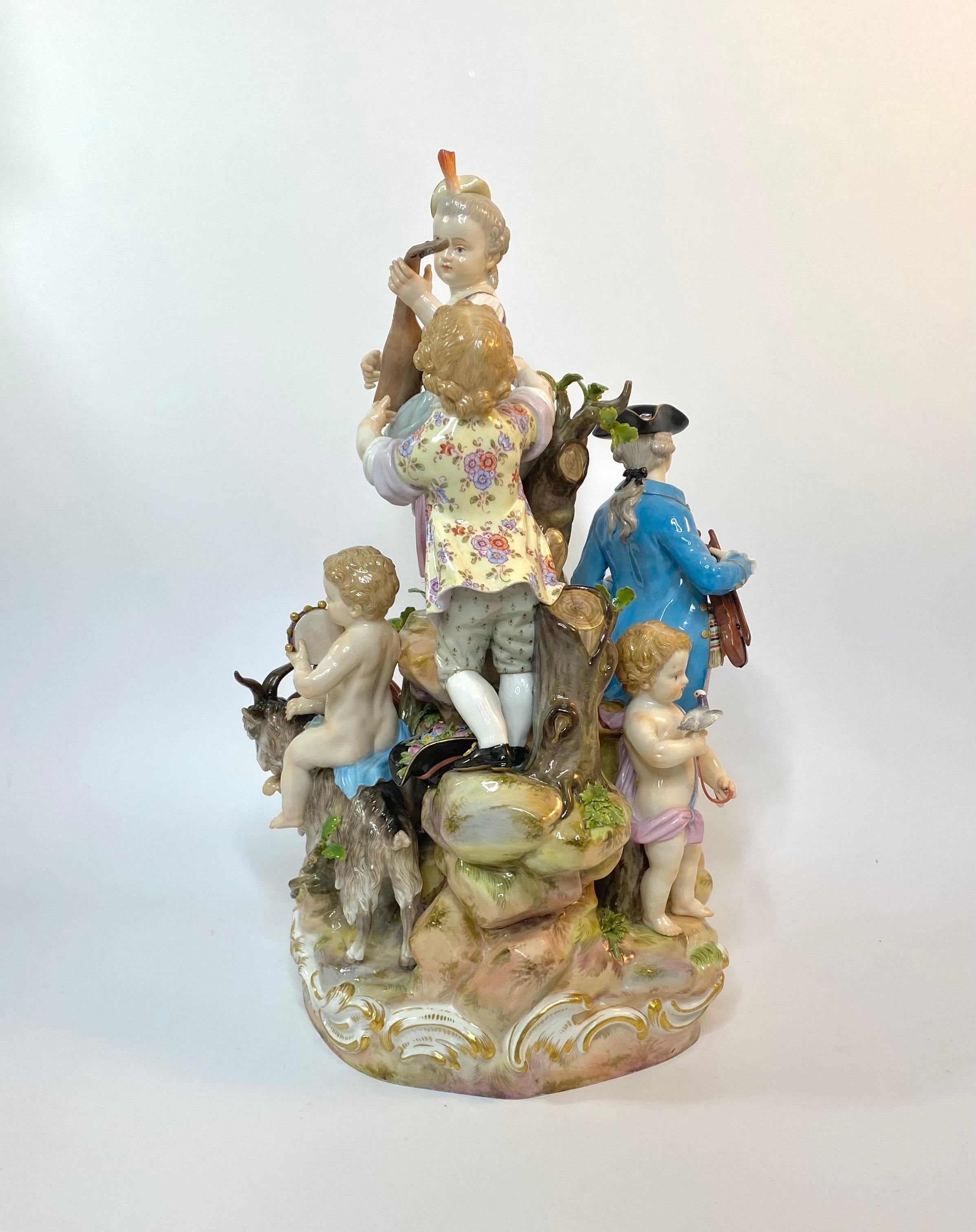 German Meissen Porcelain Group of Musicians, C. 1870