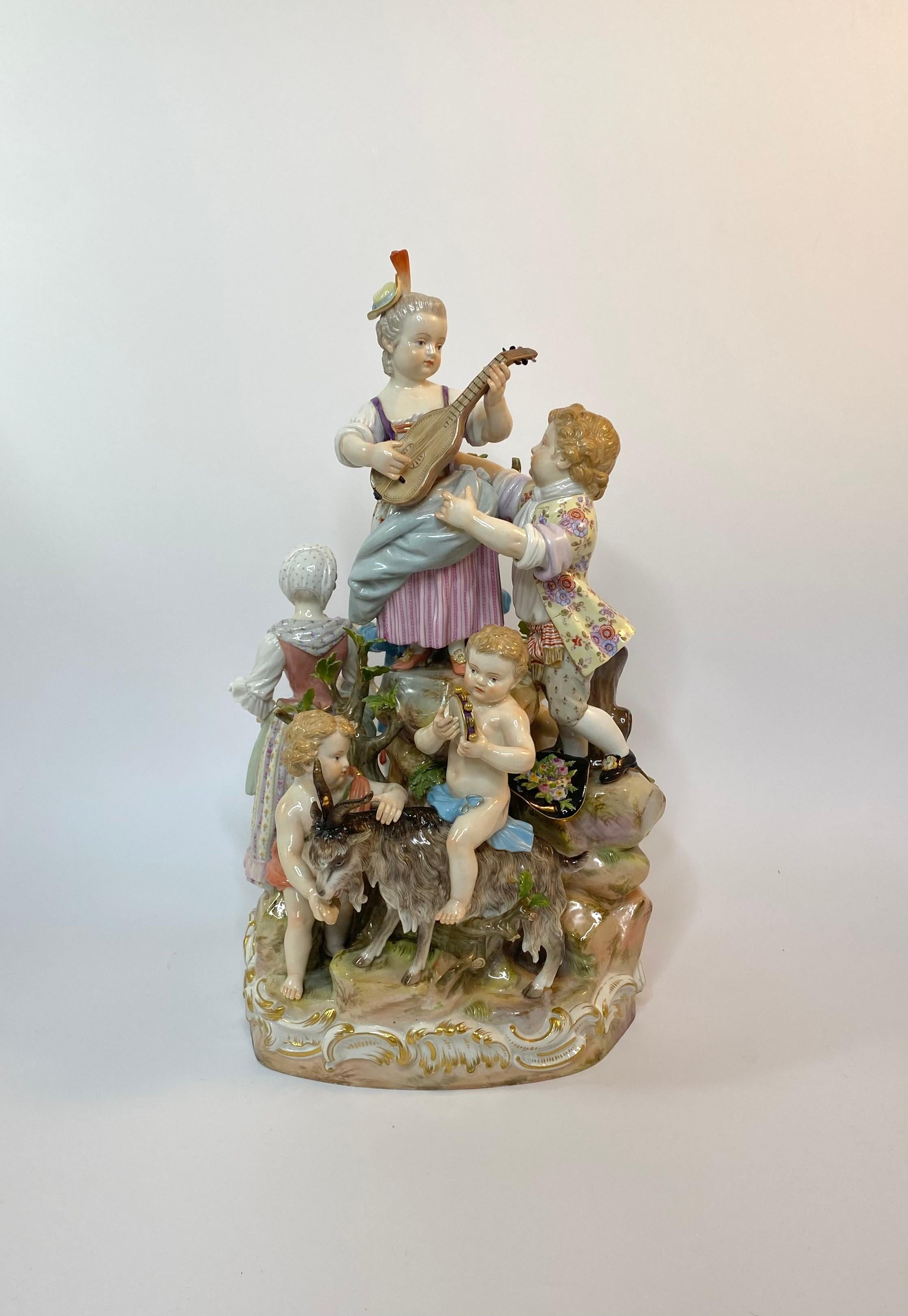 Meissen Porcelain Group of Musicians, C. 1870 In Excellent Condition In Gargrave, North Yorkshire