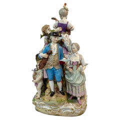 Antique Meissen Porcelain Group of Musicians, C. 1870