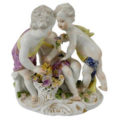 Antique Meissen Porcelain Group of Putti, circa 1740