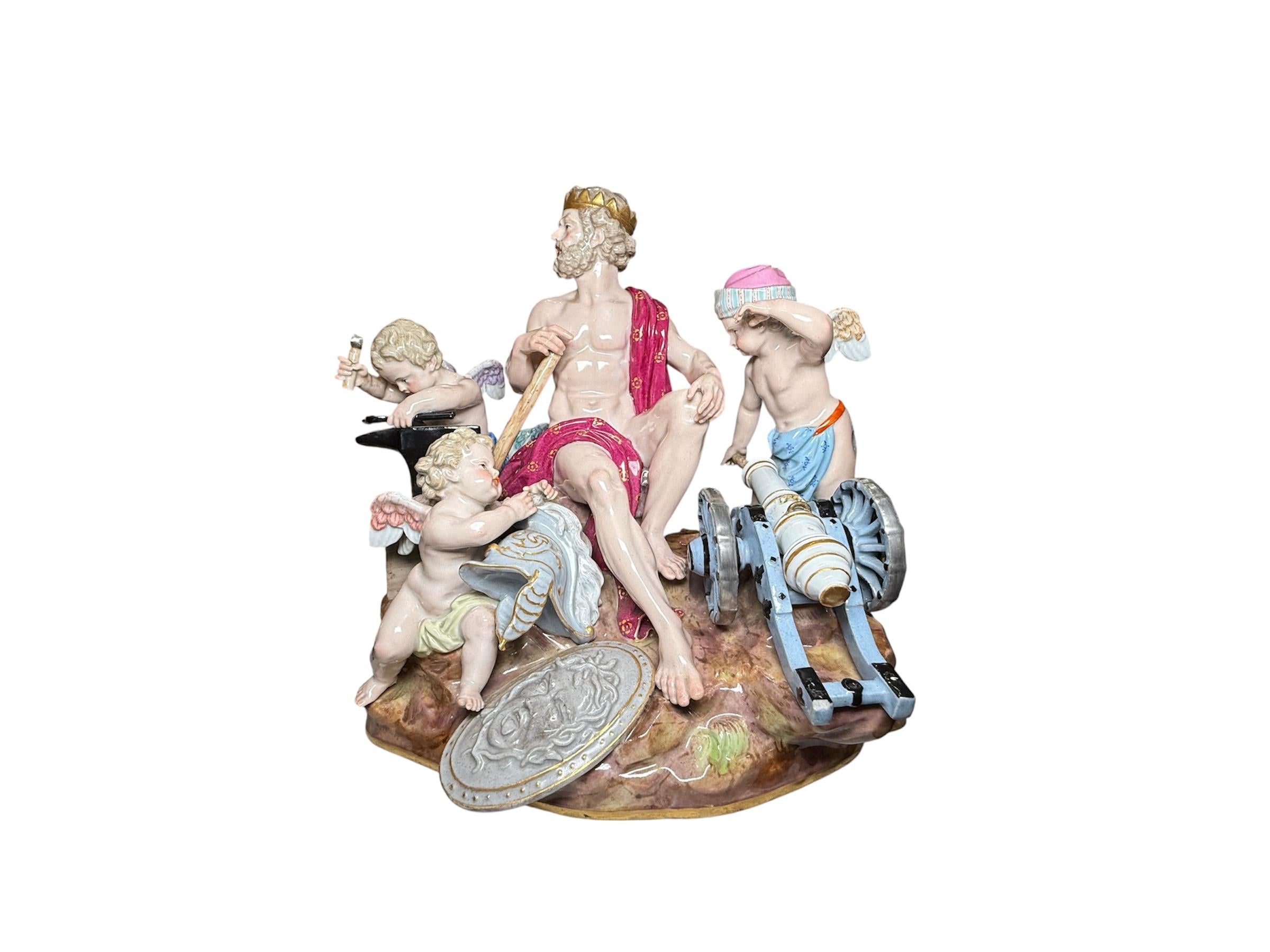 Gruppo di sculture di Zeus con cherubini di Meissen Porcelain in vendita 2