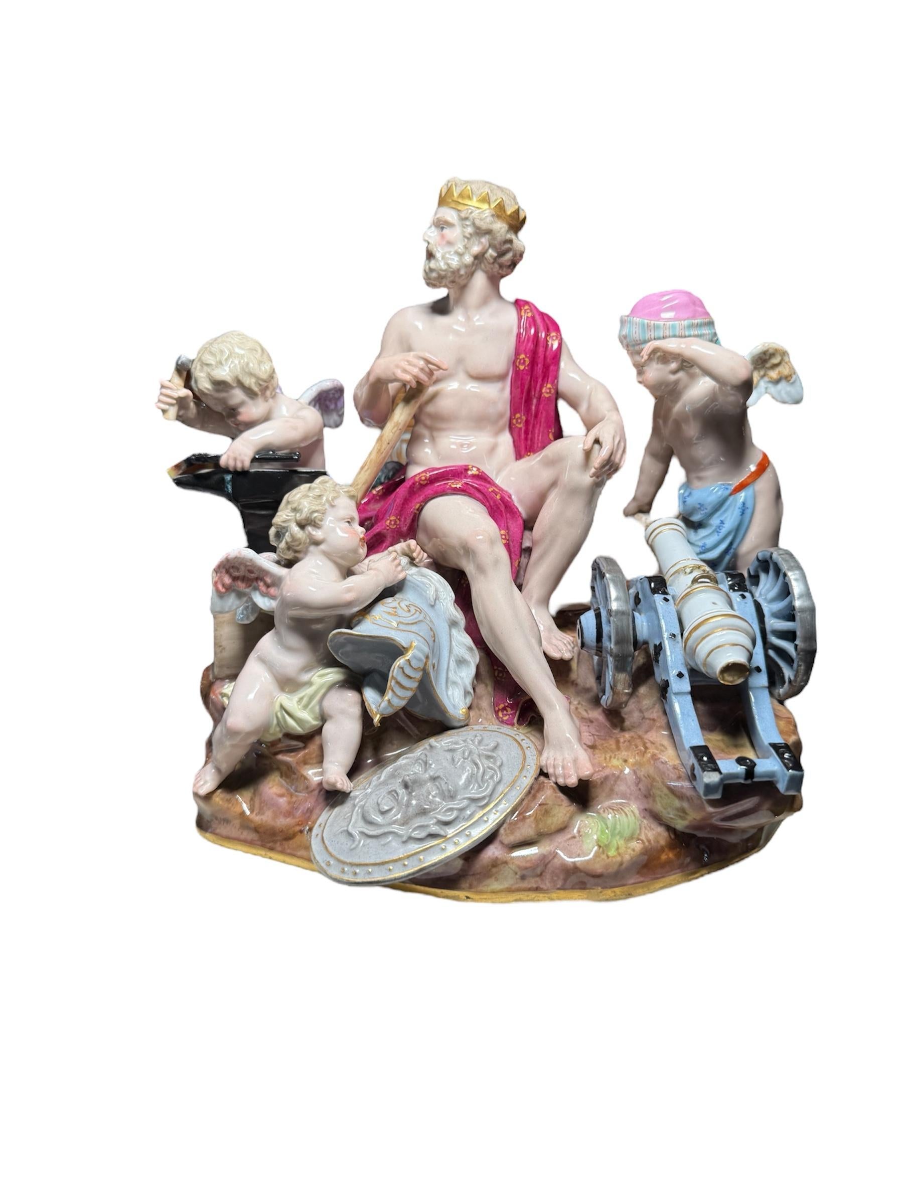 Gruppo di sculture di Zeus con cherubini di Meissen Porcelain in vendita 5