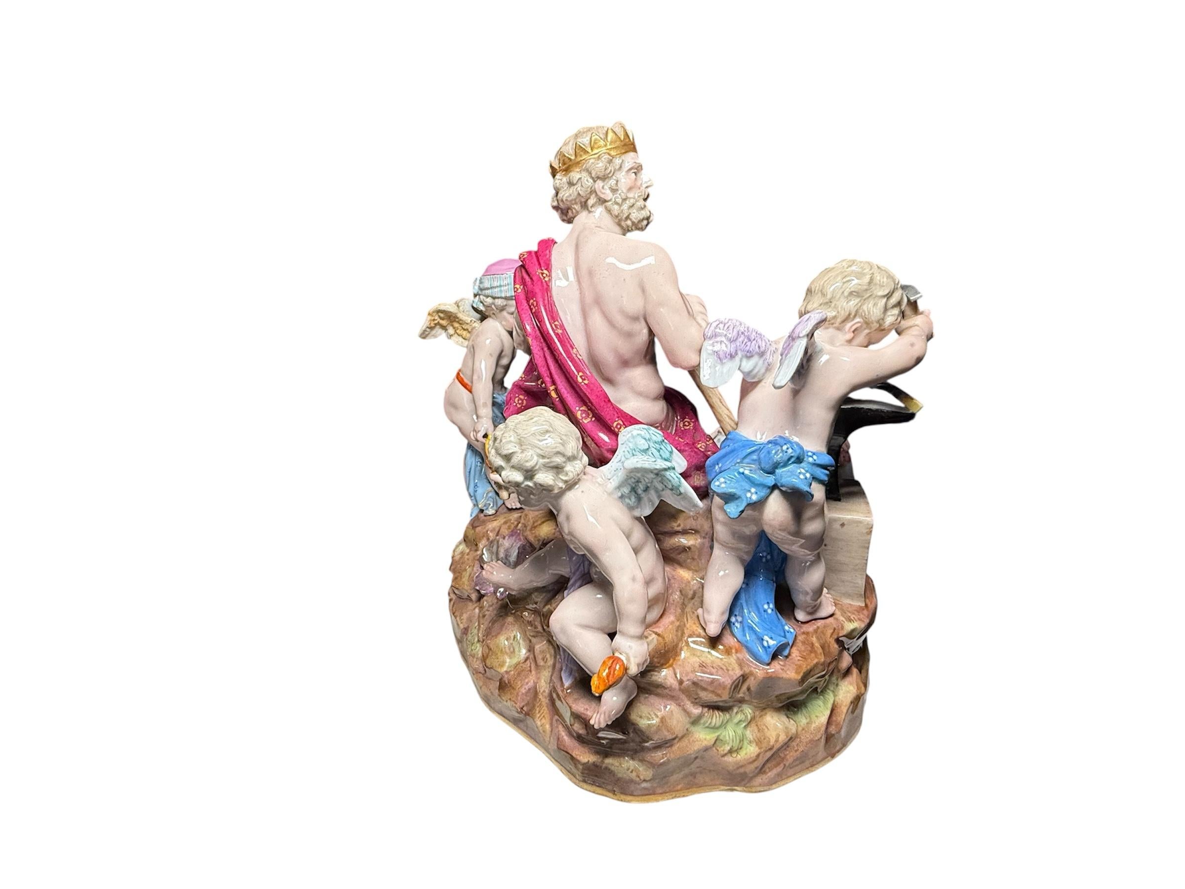 Gruppo di sculture di Zeus con cherubini di Meissen Porcelain In condizioni buone in vendita a Guaynabo, PR