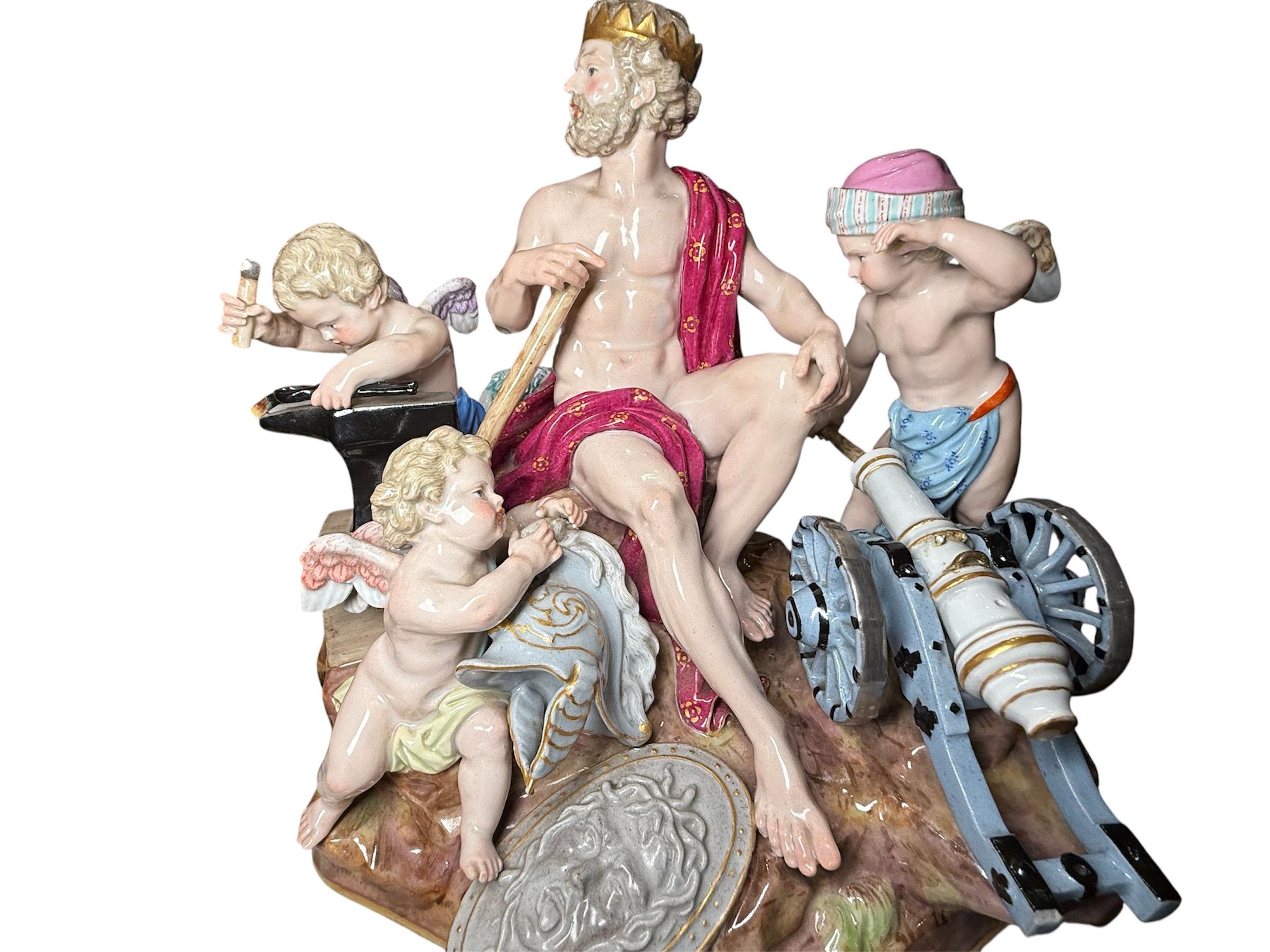 XX secolo Gruppo di sculture di Zeus con cherubini di Meissen Porcelain in vendita