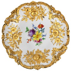 Meissen Porcelain Hand Painted and Gilded Deep Plate