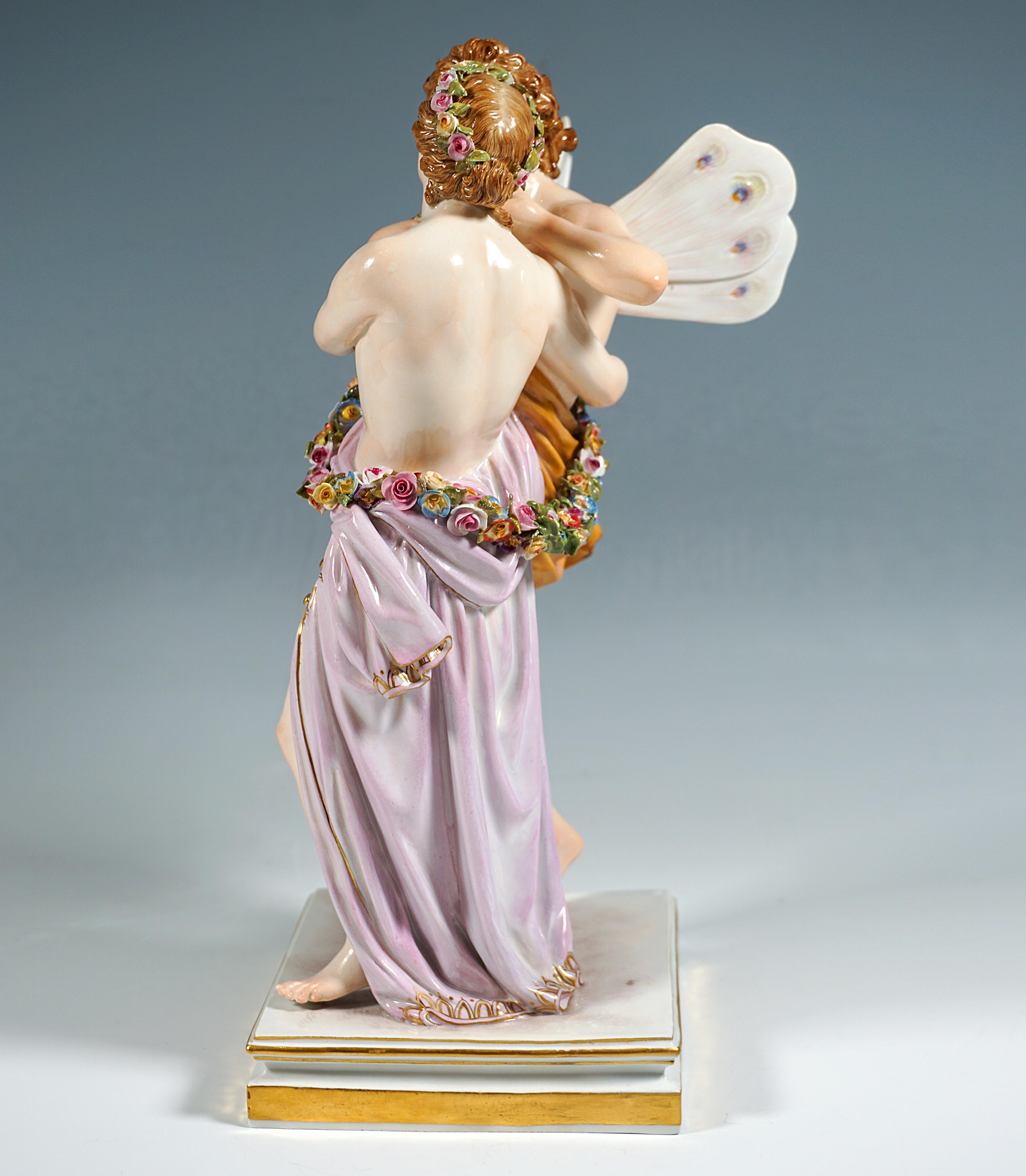 German Meissen Porcelain Large Figurine Group 'Zephyr & Flora' By C.G. Juechtzer C.1860