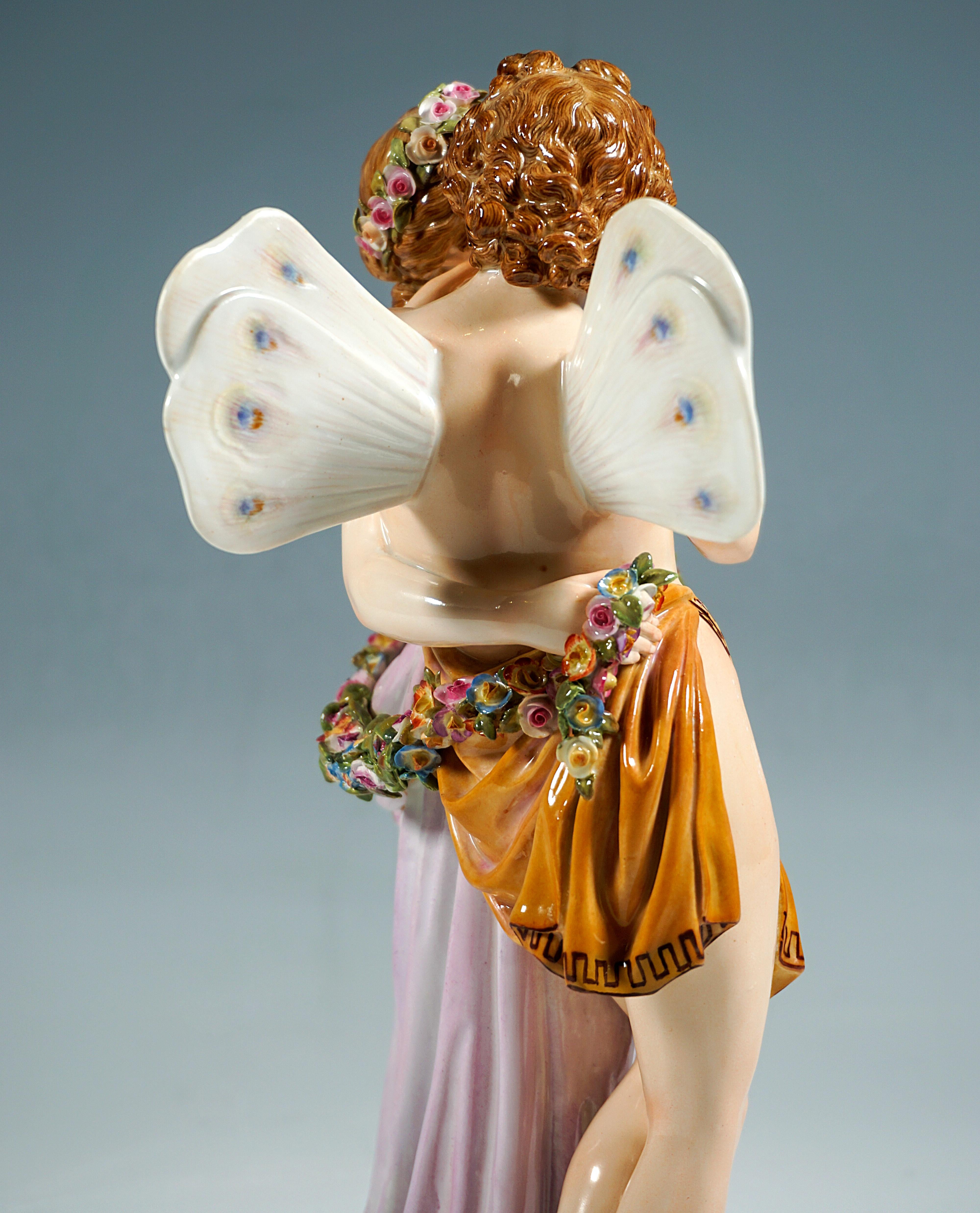 Mid-19th Century Meissen Porcelain Large Figurine Group 'Zephyr & Flora' By C.G. Juechtzer C.1860 For Sale