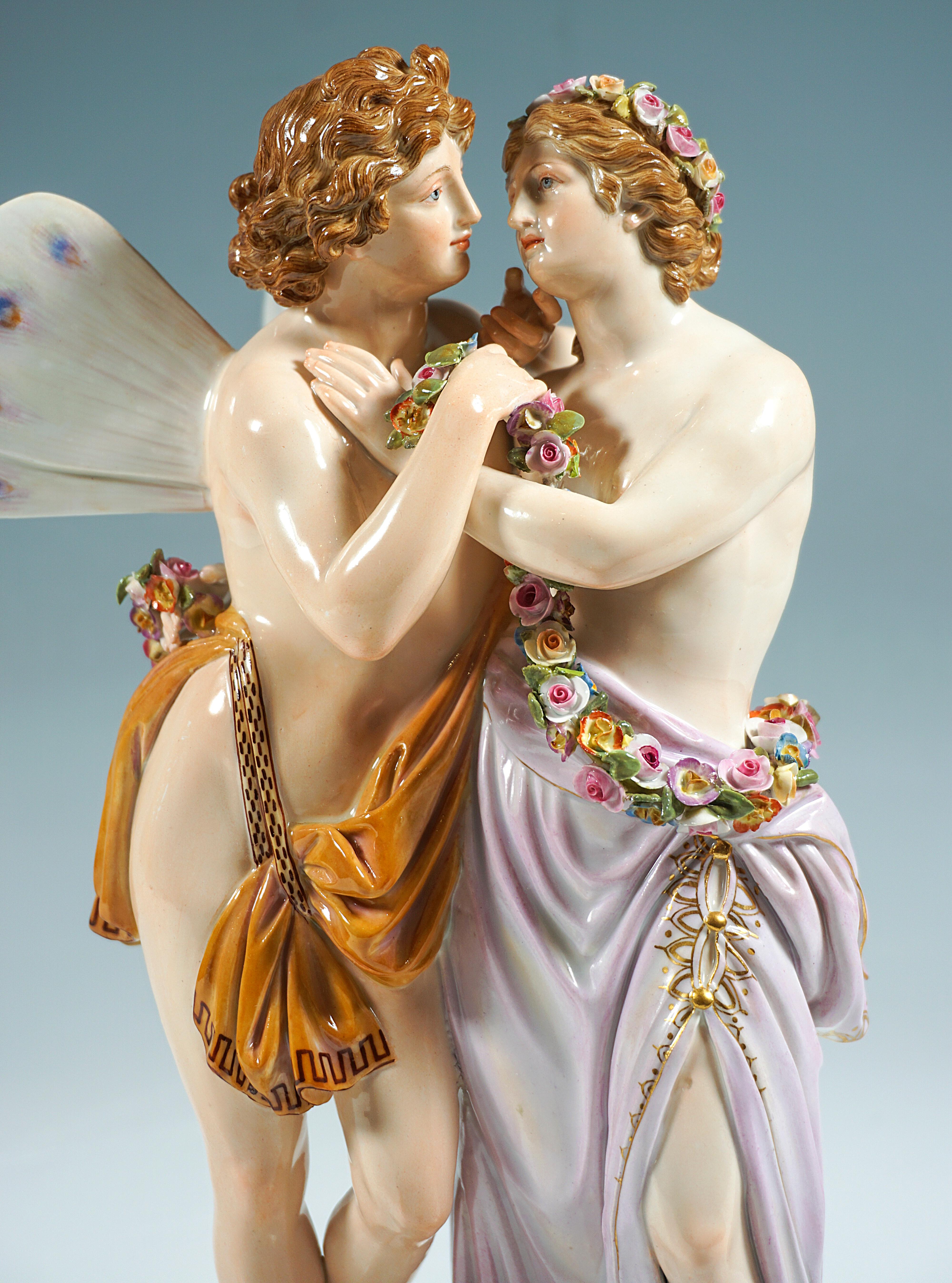 Meissen Porcelain Large Figurine Group 'Zephyr & Flora' By C.G. Juechtzer C.1860 For Sale 2