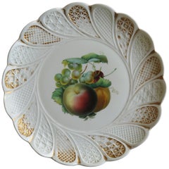 Grand plat ou chargeur en porcelaine de Meissen peint à la main et doré, vers 1870
