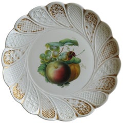 Plato o Cargador Grande de Porcelana de Meissen Pintado a Mano y Dorado, circa 1870